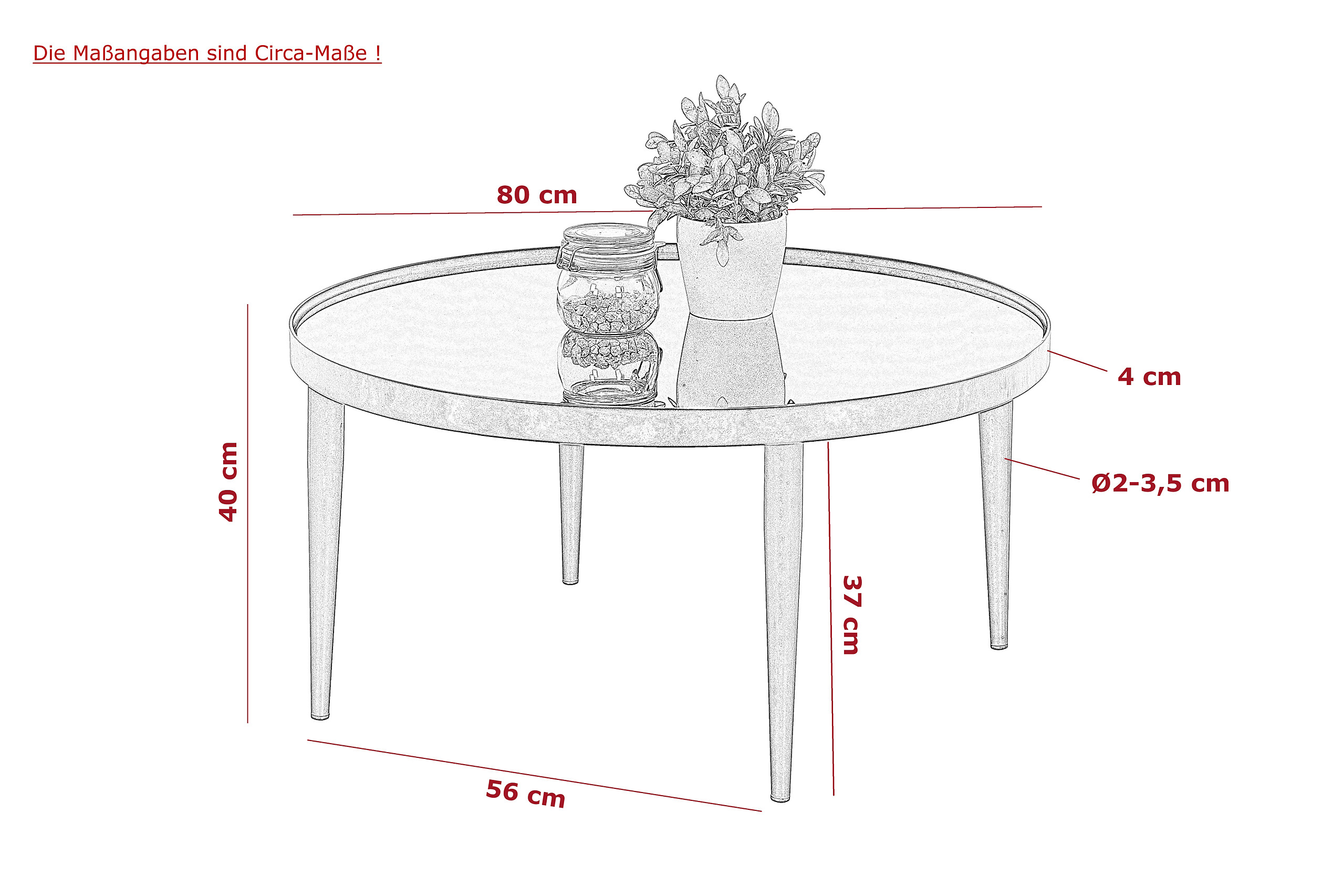 Hela Couchtisch Ronda schwarz Glas Metall H/D: ca. 40x80 cm