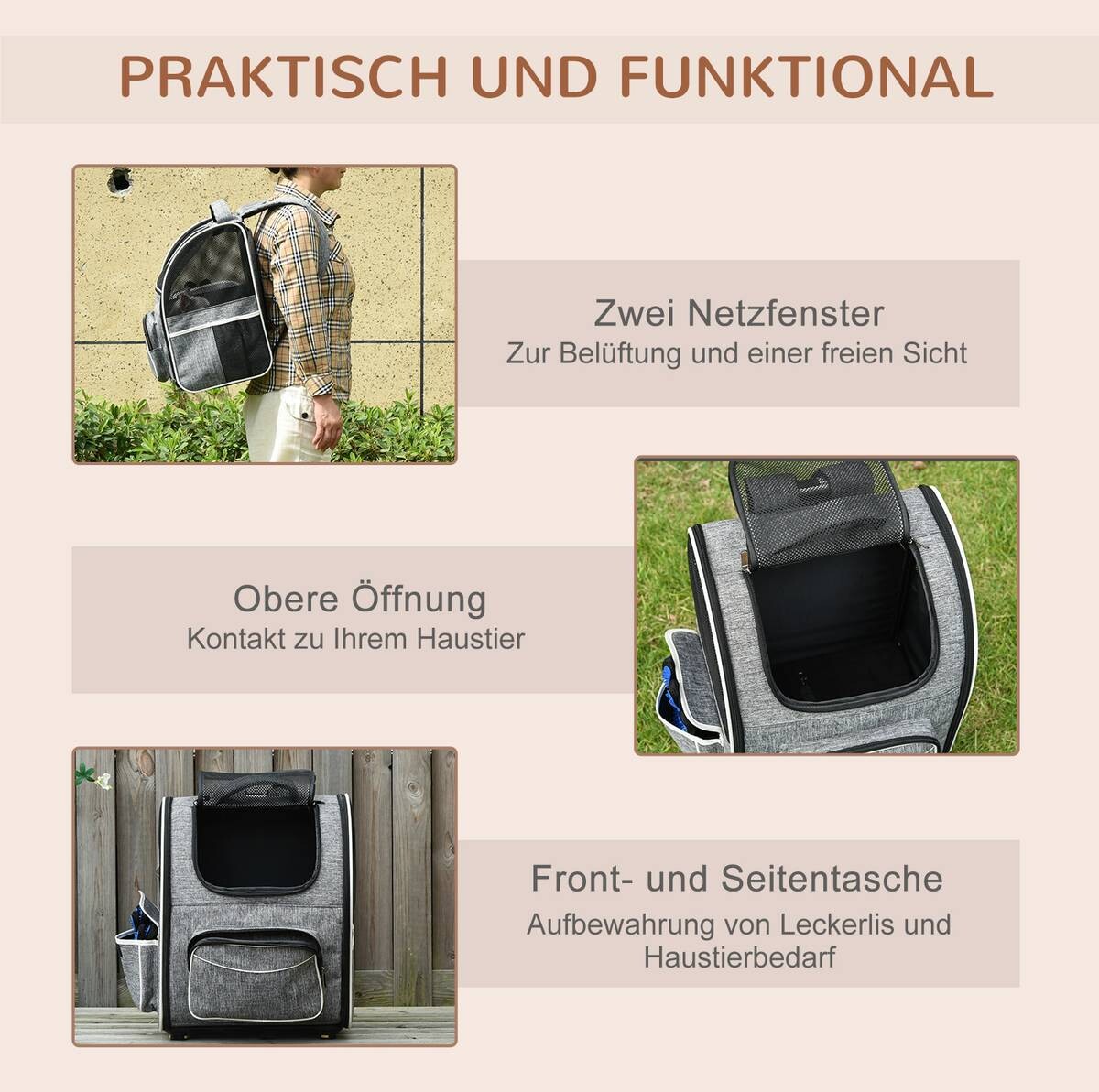 PawHut Tragetasche für Haustiere schwarz Polyester B/H/L: ca. 33x51,5x43 cm