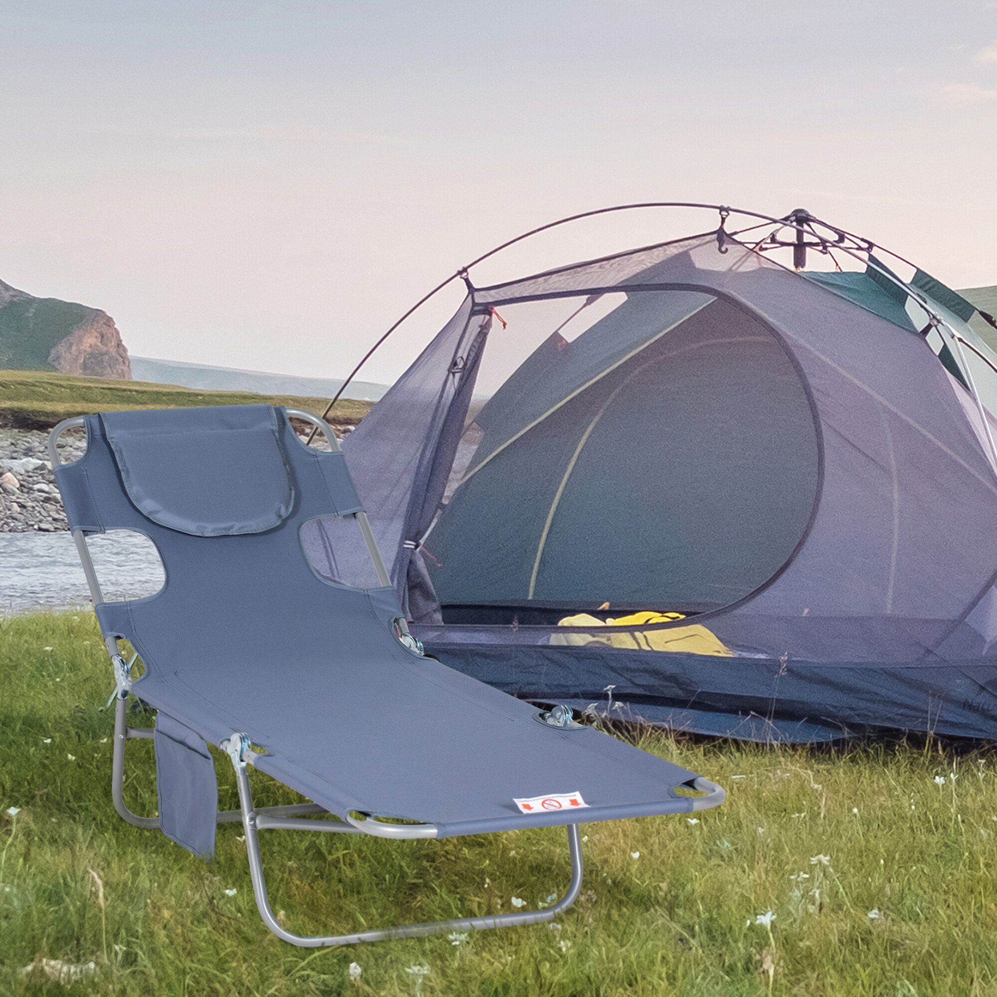 Outsunny Sonnenliege grau Polyester B/H/L: ca. 55x29x185 cm