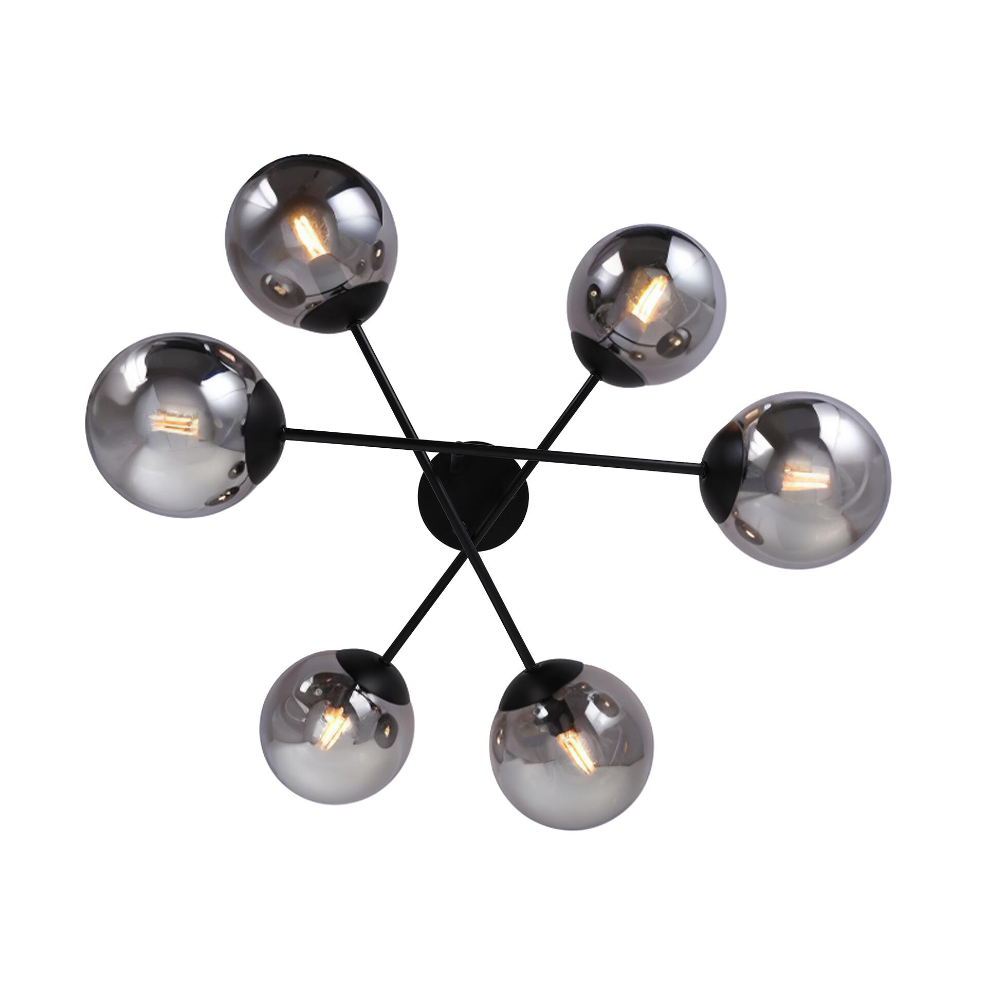 POCOline Deckenleuchte Space schwarz Rauchglas B/H/T: ca. 66x30x66 cm E14 6 Brennstellen