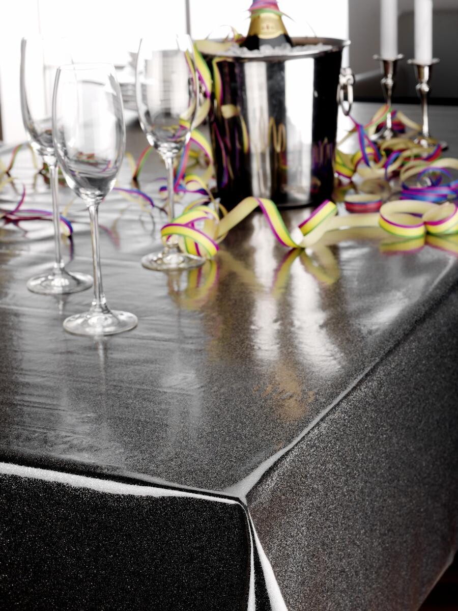 Abwaschbarer Tischbelag Glitter silber B: ca. 140 cm