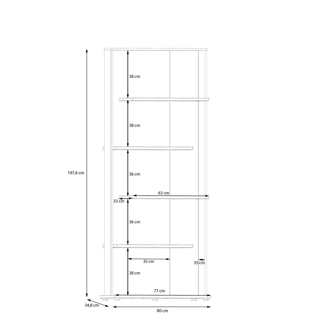 Regal Eiche Artisan Nachbildung schwarz B/H/T: ca. 80x198x35 cm