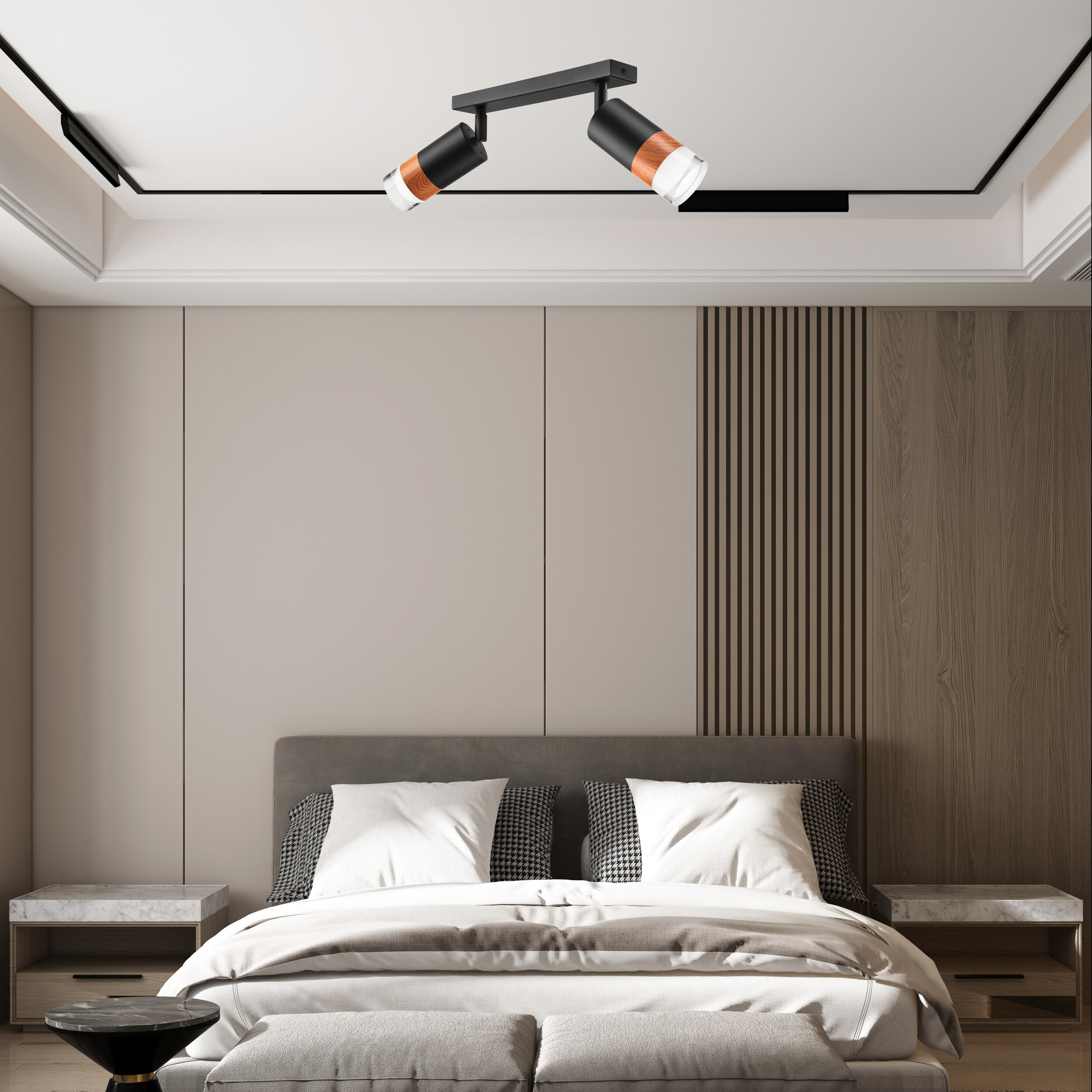 Lamkur Deckenleuchte schwarz Glas Stahl B/H/L: ca. 8x19x30 cm 2 Brennstellen