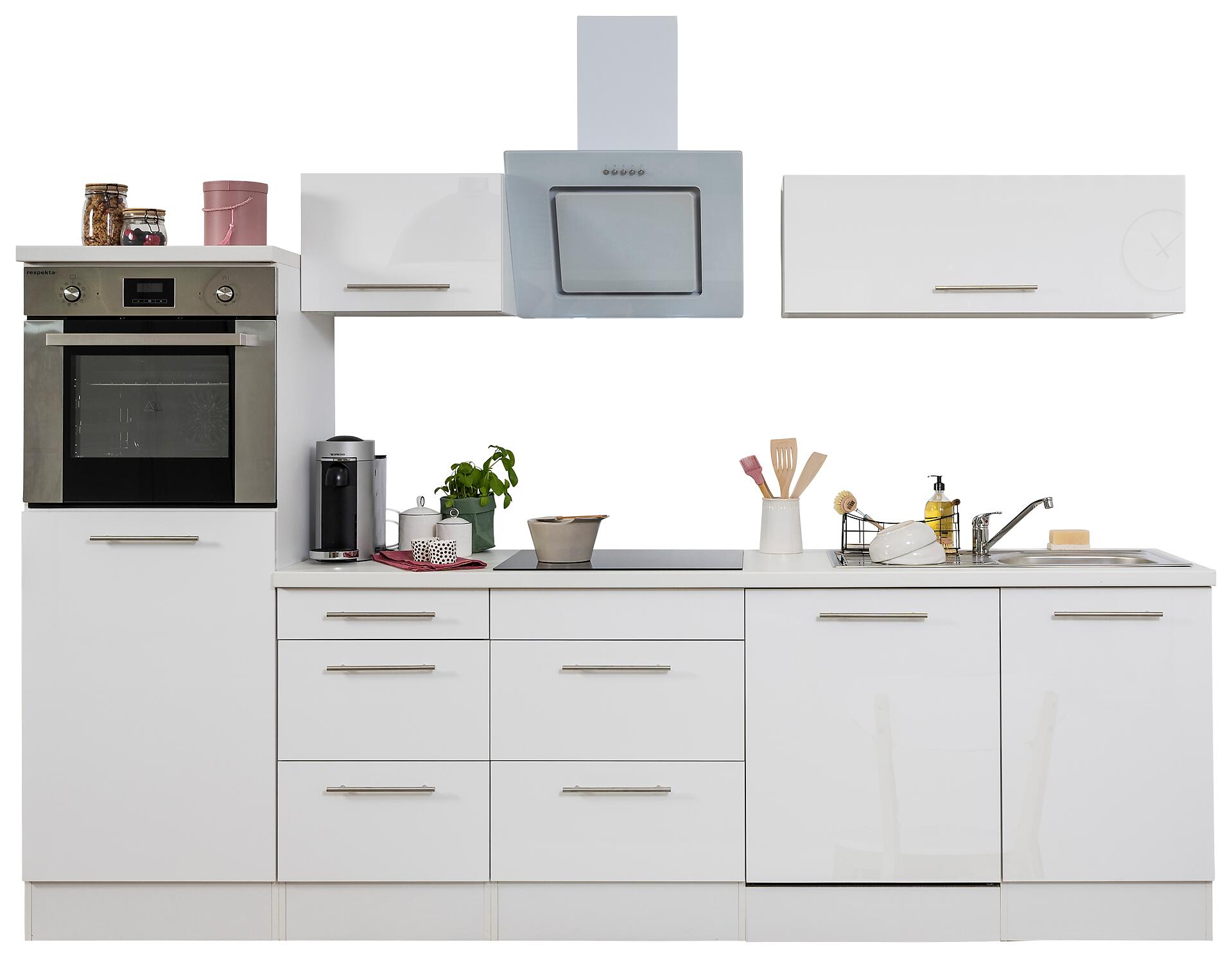 Respekta Küchenblock Premium weiß hochglänzend B/H/T: ca. 280x200x60 cm