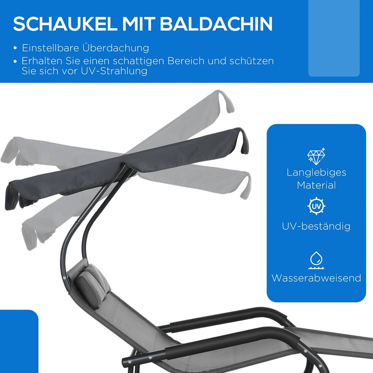 Outsunny Doppel-Sonnenliege dunkelgrau Schaumstoff B/H/L: ca. 139x140x200 cm