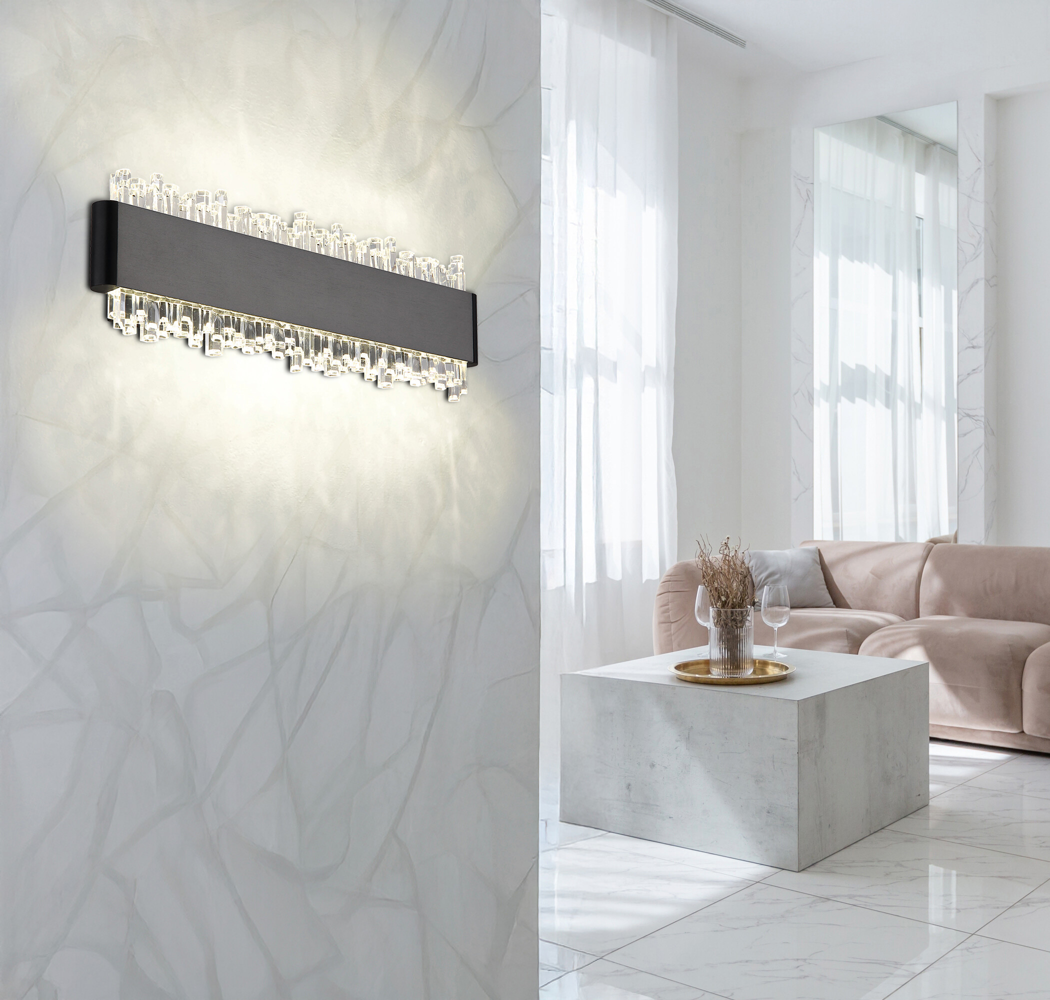 GLOBO Wandleuchte schwarz grau Aluminium Metall B/H/L: ca. 6,5x30,5x14,5 cm