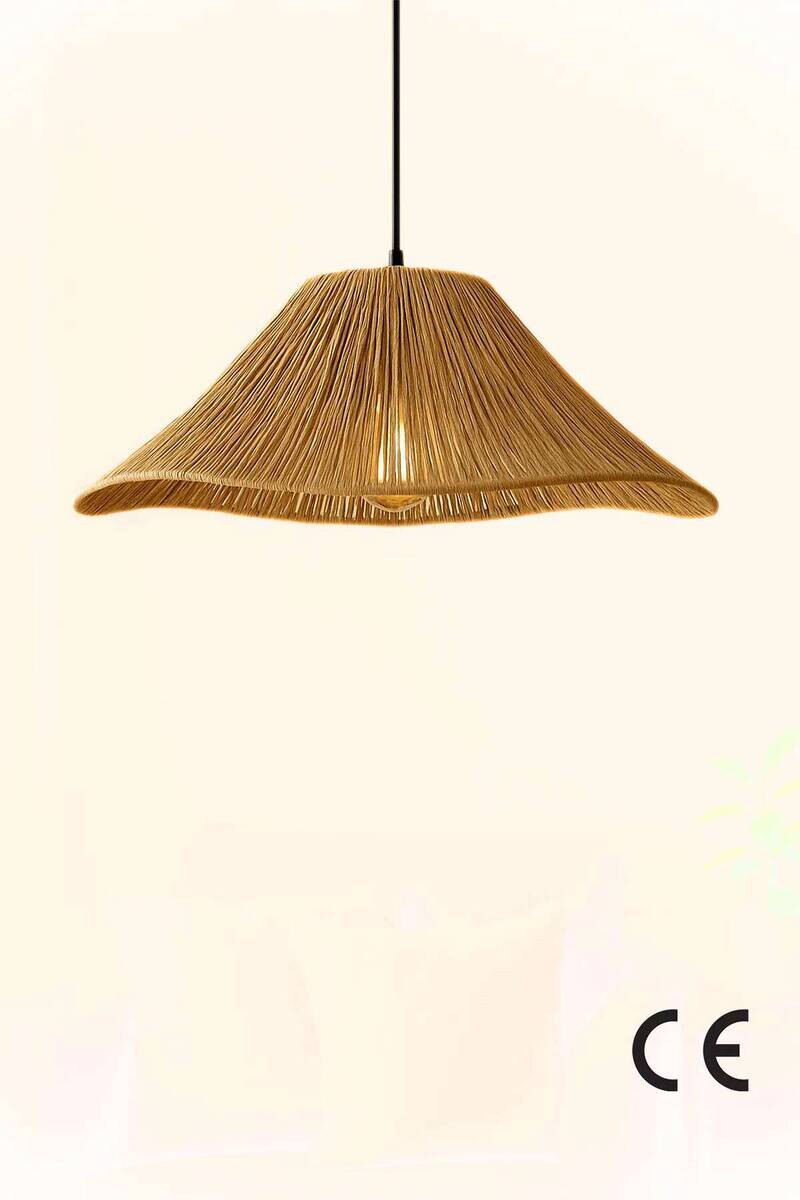 Opviq Pendelleuchte beige Kunststoff B/T/L: ca. 40x40x40 cm E27 1 Brennstellen