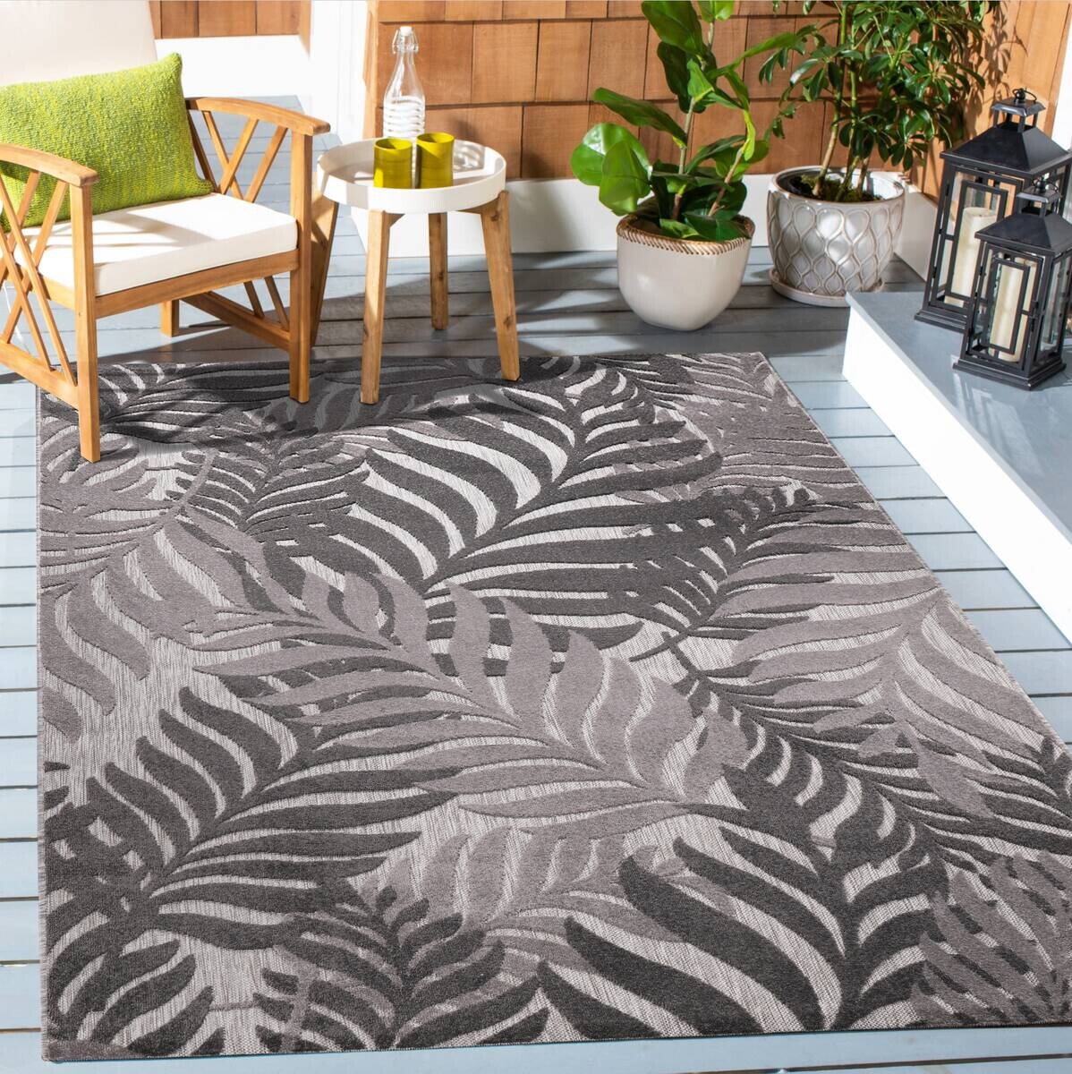 Sanat Outdoorteppich FLORAL grau B/L: ca. 140x200 cm