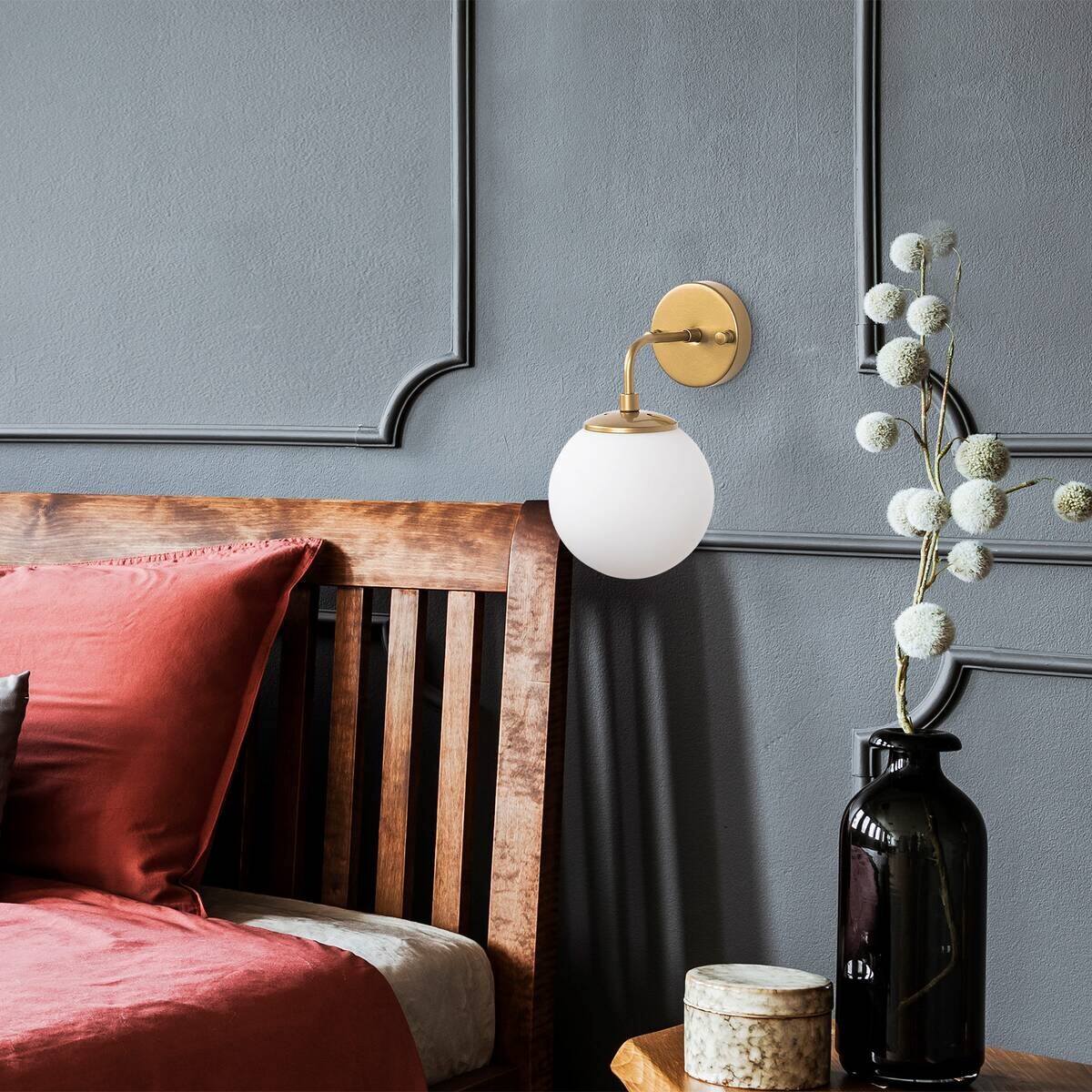 Opviq Wandleuchte Horn gold Metall Glas B/H/T/L/D: ca. 21x27x21x15x15 cm E14 1 Brennstellen