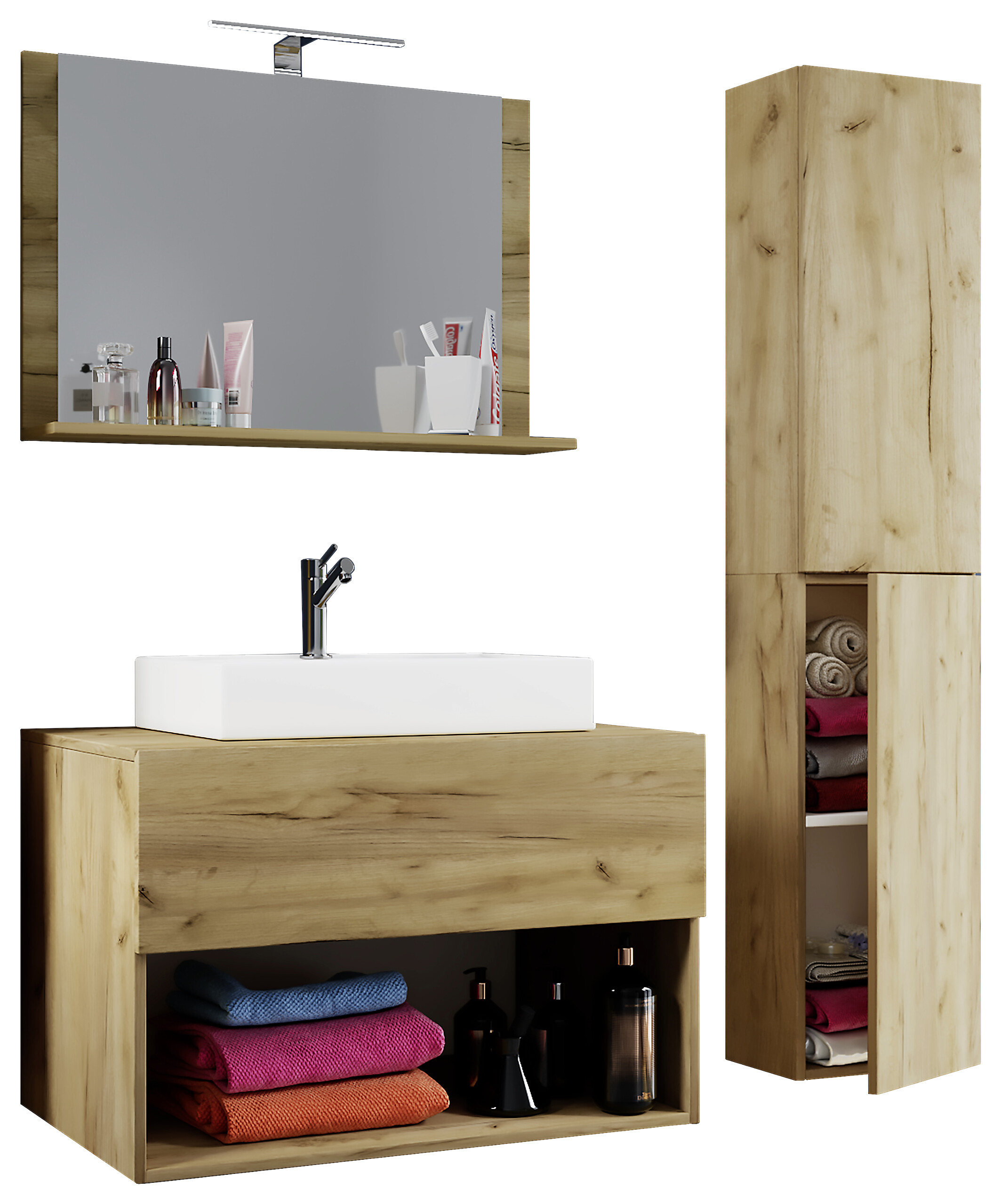 Waschplatz 4tlg-Lendas weiß Eiche Honig Nachbildung B/H/T: ca. 60x52x52 cm