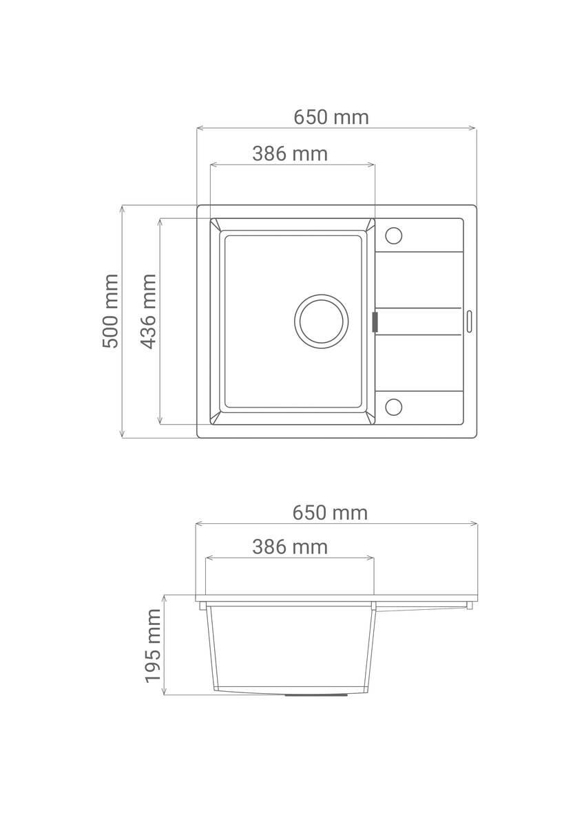 Respekta Einbauspüle Nashville schwarz Granit B/H/T: ca. 65x195x50 cm
