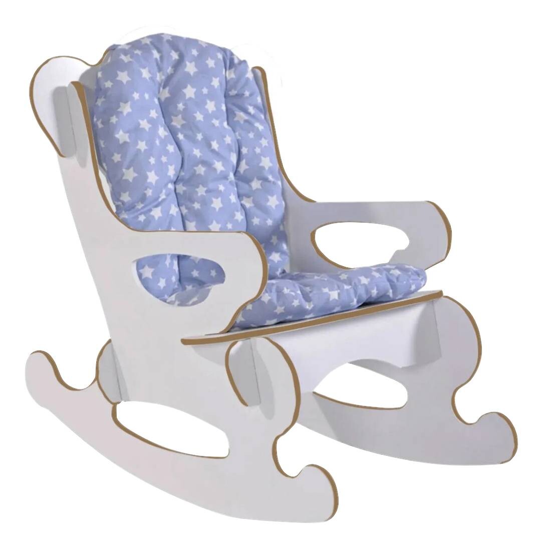 Schaukelstuhl 80108980 weiß blau B/H/T: ca. 45x61x70 cm