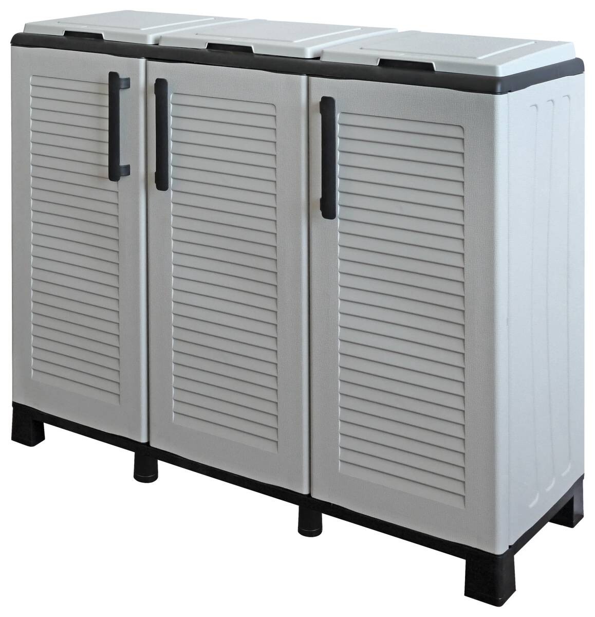 ArtPlast Mülltrennungsschrank Family hellgrau Kunststoff B/H/T: ca. 102x90x37 cm
