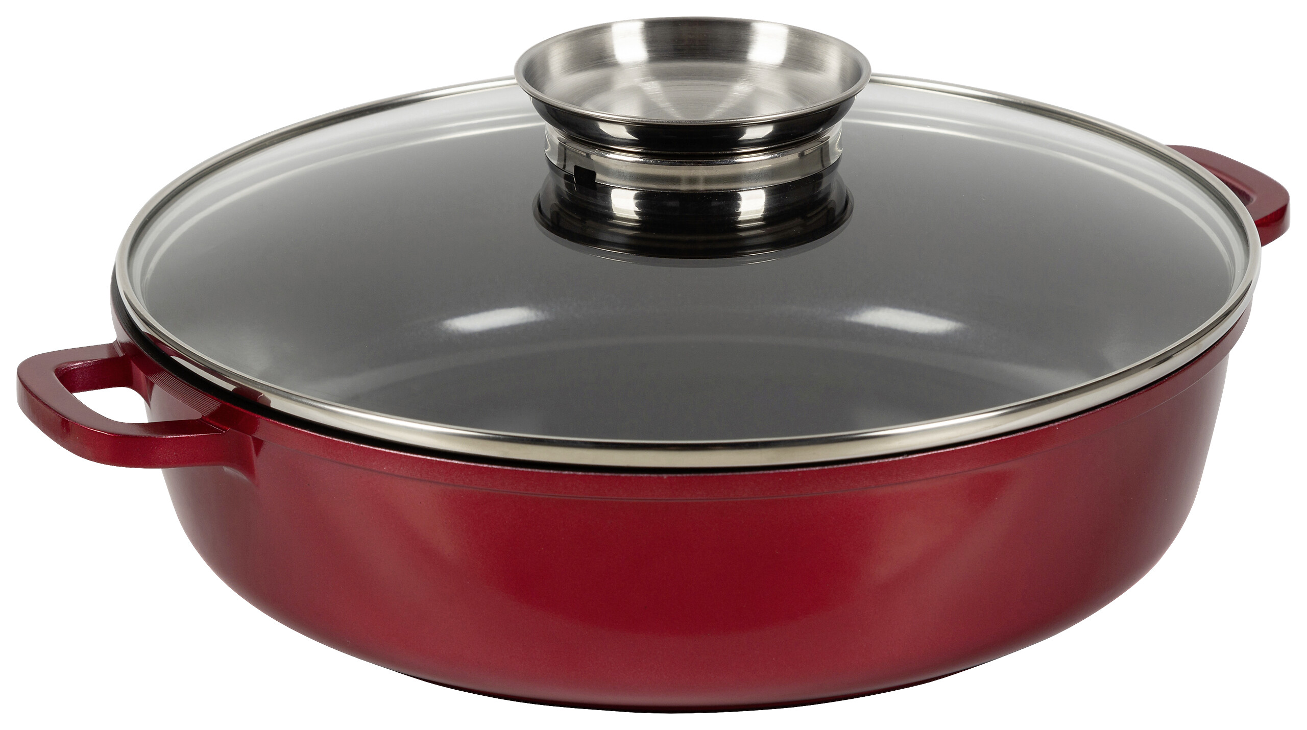 Pfanne rot Edelstahl D: ca. 28 cm