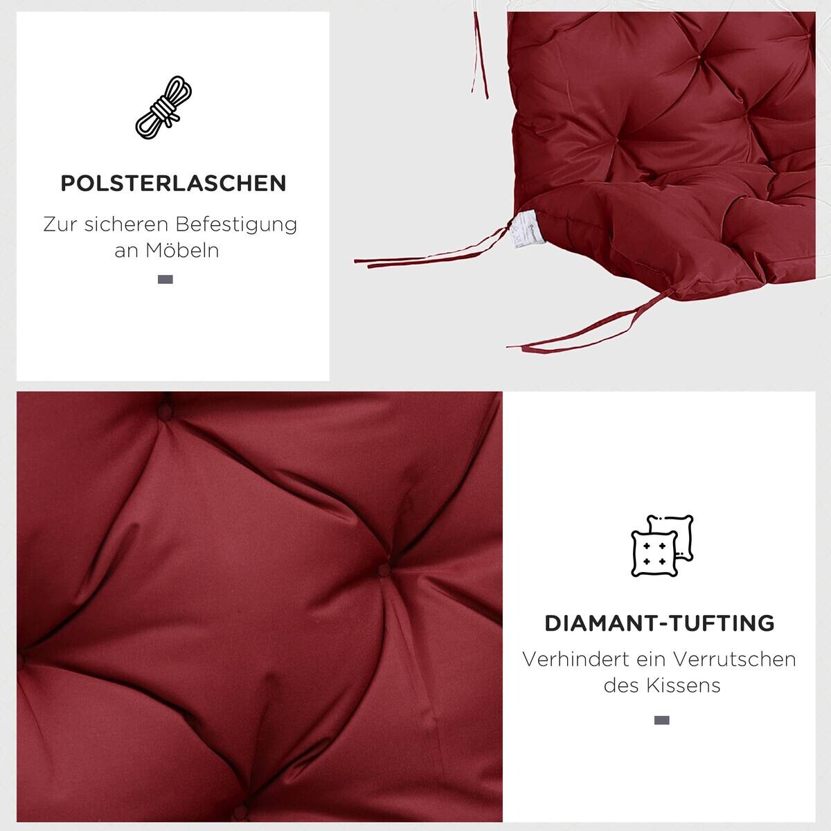 Outsunny Bankauflage rot Polyester B/H/L: ca. 150x8x98 cm