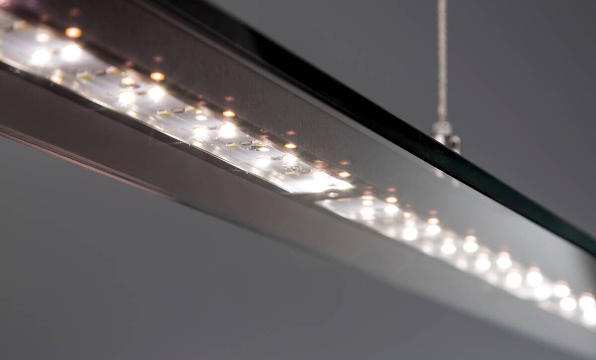 Fischer & Honsel LED-Pendelleuchte 60442 Rauch Chrom schwarz Glas Metall B/H/T: ca. 88x150x9 cm 1.0 Brennstellen