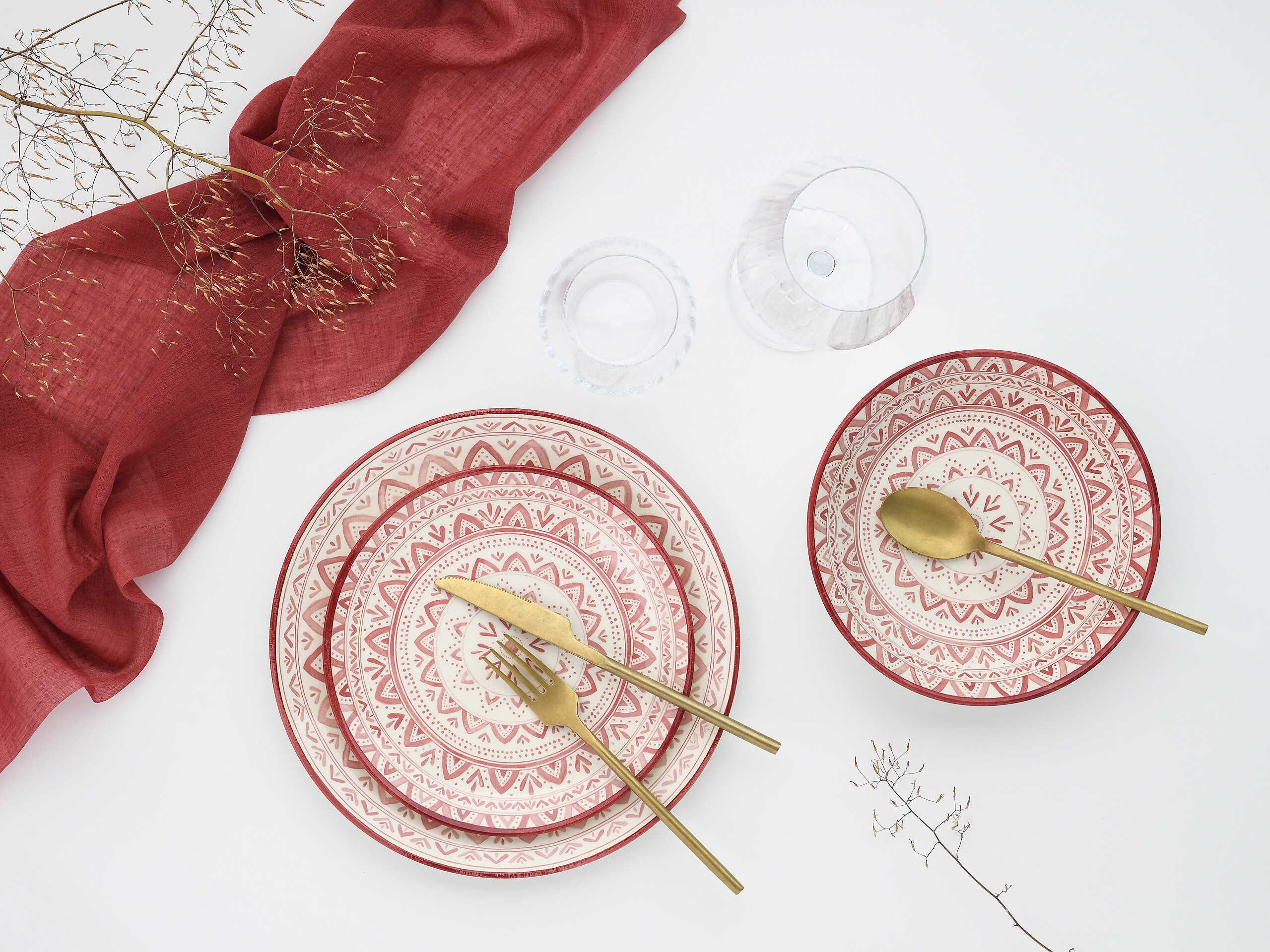 CreaTable Tafelservice Mexico rot Steingut 18 tlg.