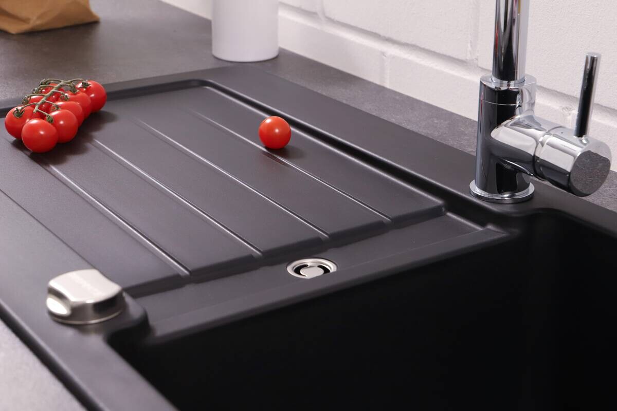 Respekta Einbauspüle Atlanta schwarz Granit B/H/T: ca. 86x20x43,5 cm