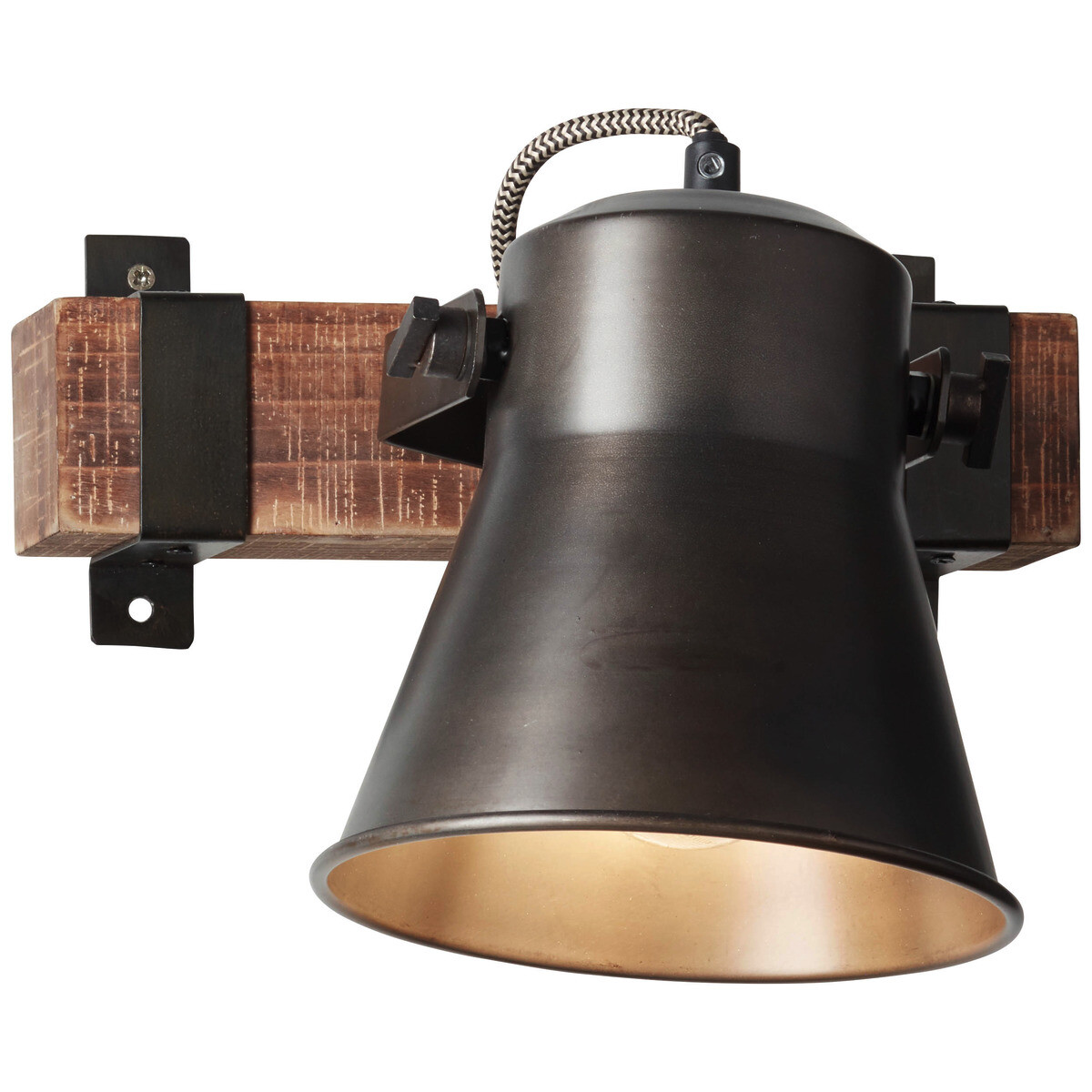 Brilliant Spot Plow schwarz braun Metall Holz B/H/T: ca. 17x24x25 cm E27 1 Brennstellen