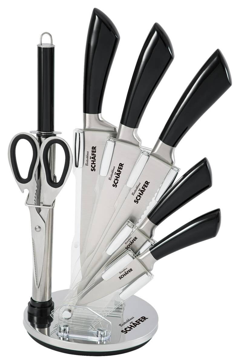 SCHÄFER Messerblock schwarz Edelstahl 8 tlg.