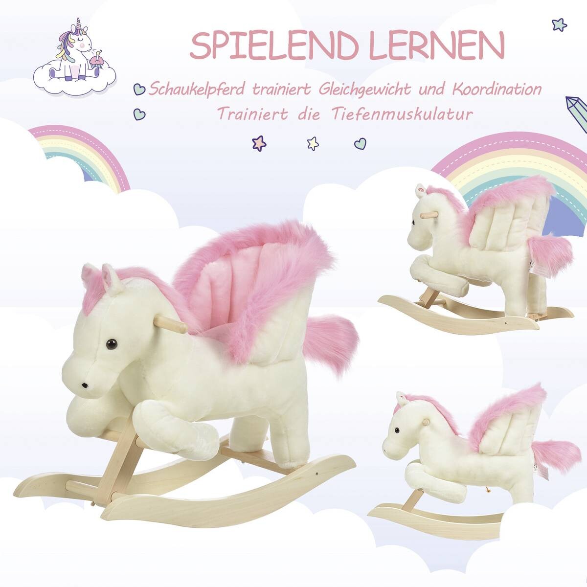 HOMCOM Kinder-Schaukelpferd B/H/L: ca. 28x57x70 cm