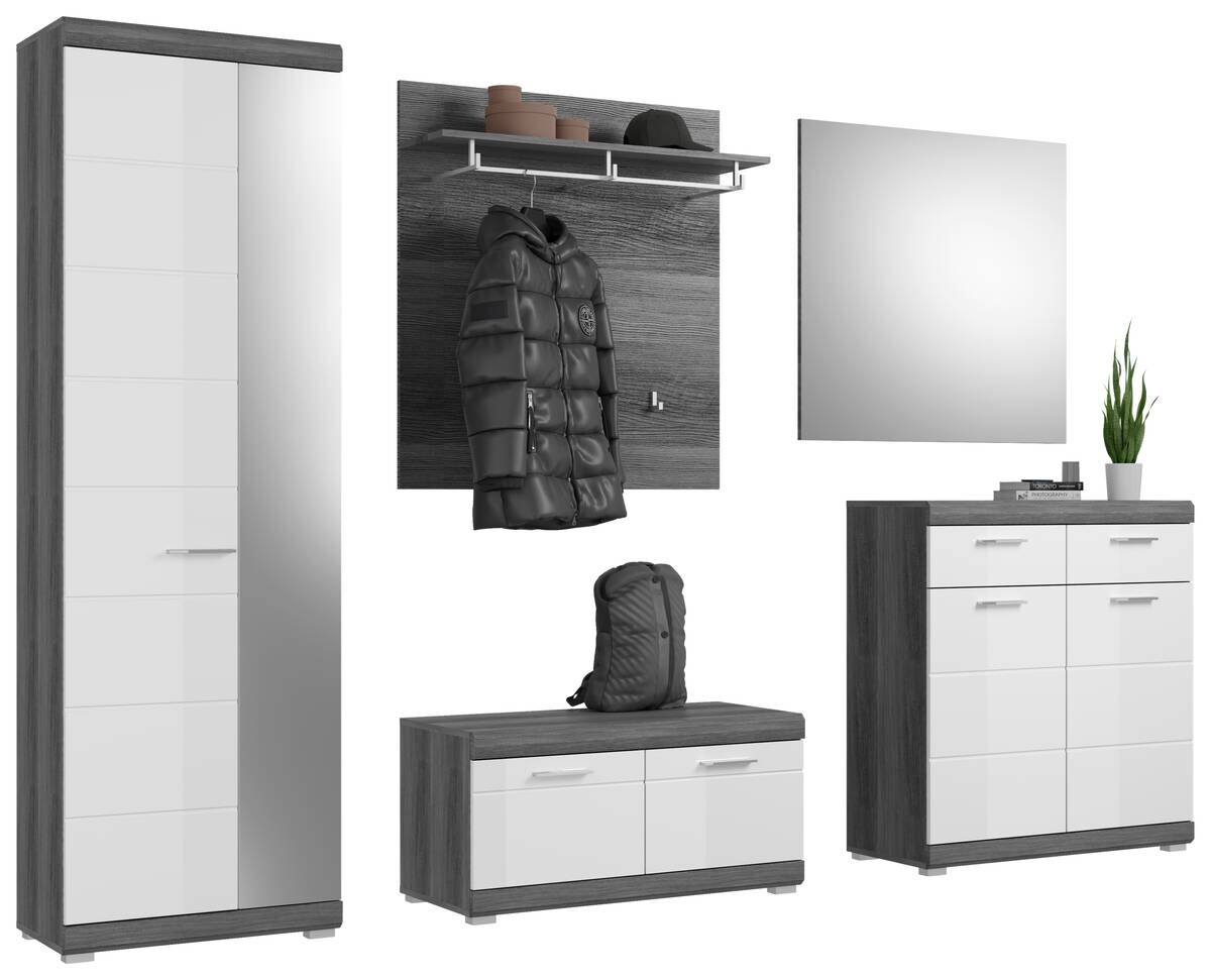Garderobe SCOUT Rauchsilber Nachbildung weiß Hochglanz B/H/T: ca. 272x197x40 cm