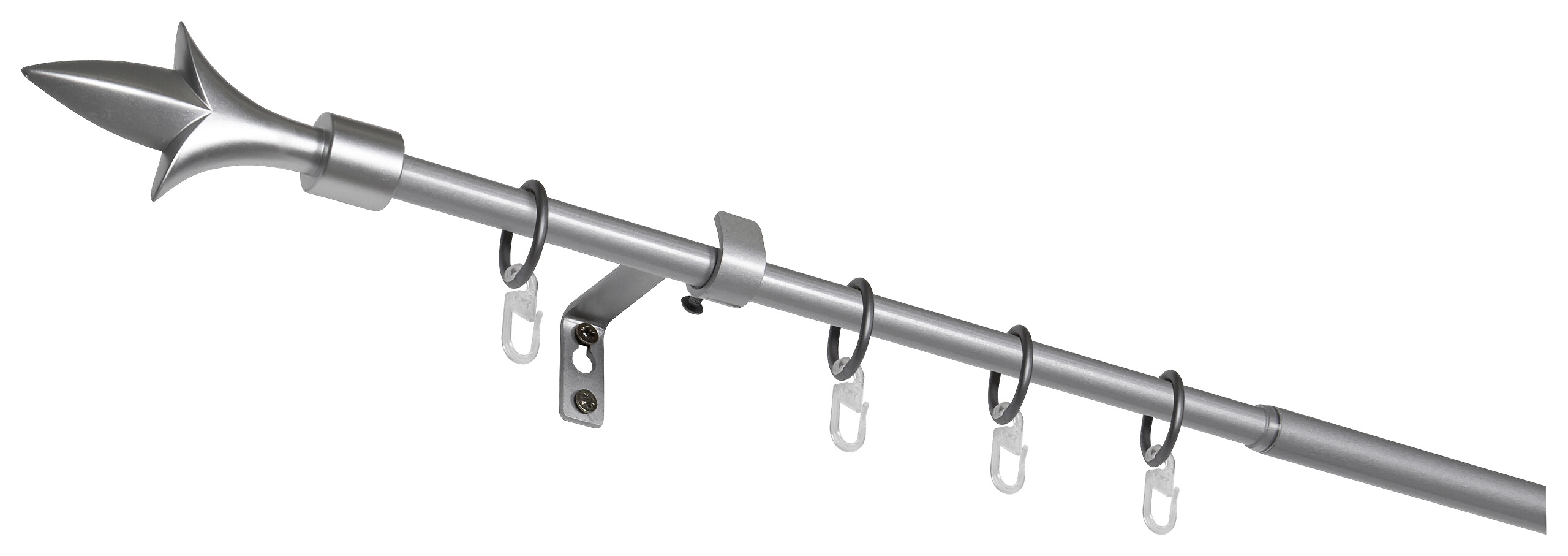 Gardinenstange silber Aluminium ausziehbar von ca. 130 bis 240 cm 1.0 Läufe