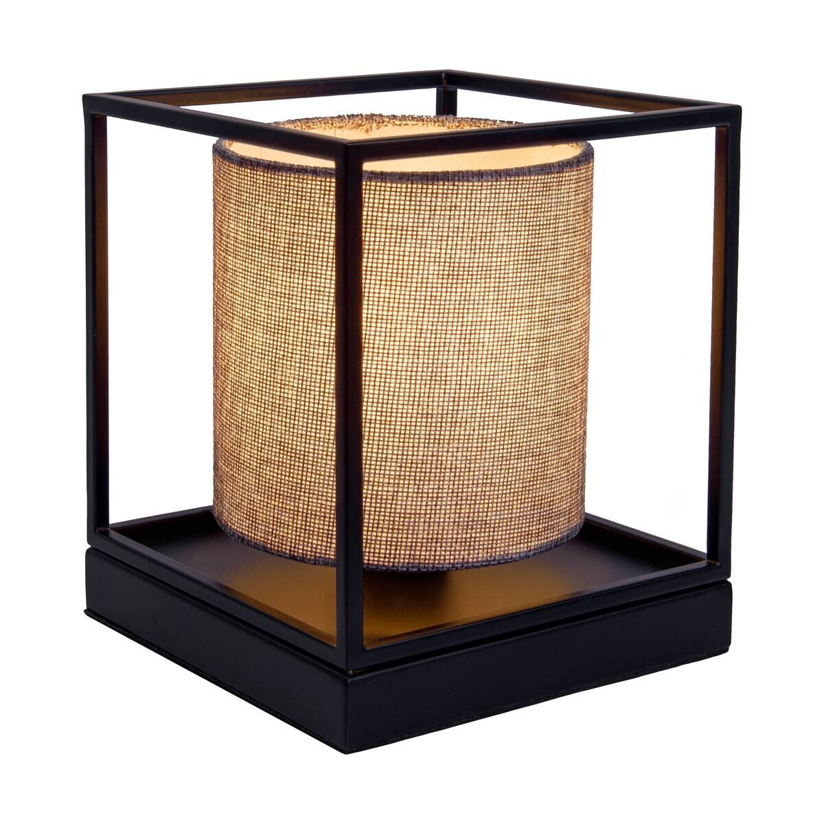 Näve Leuchten Tischleuchte 3190516 grau Metall Textil B/H/T: ca. 15x17x15 cm E14 1 Brennstellen