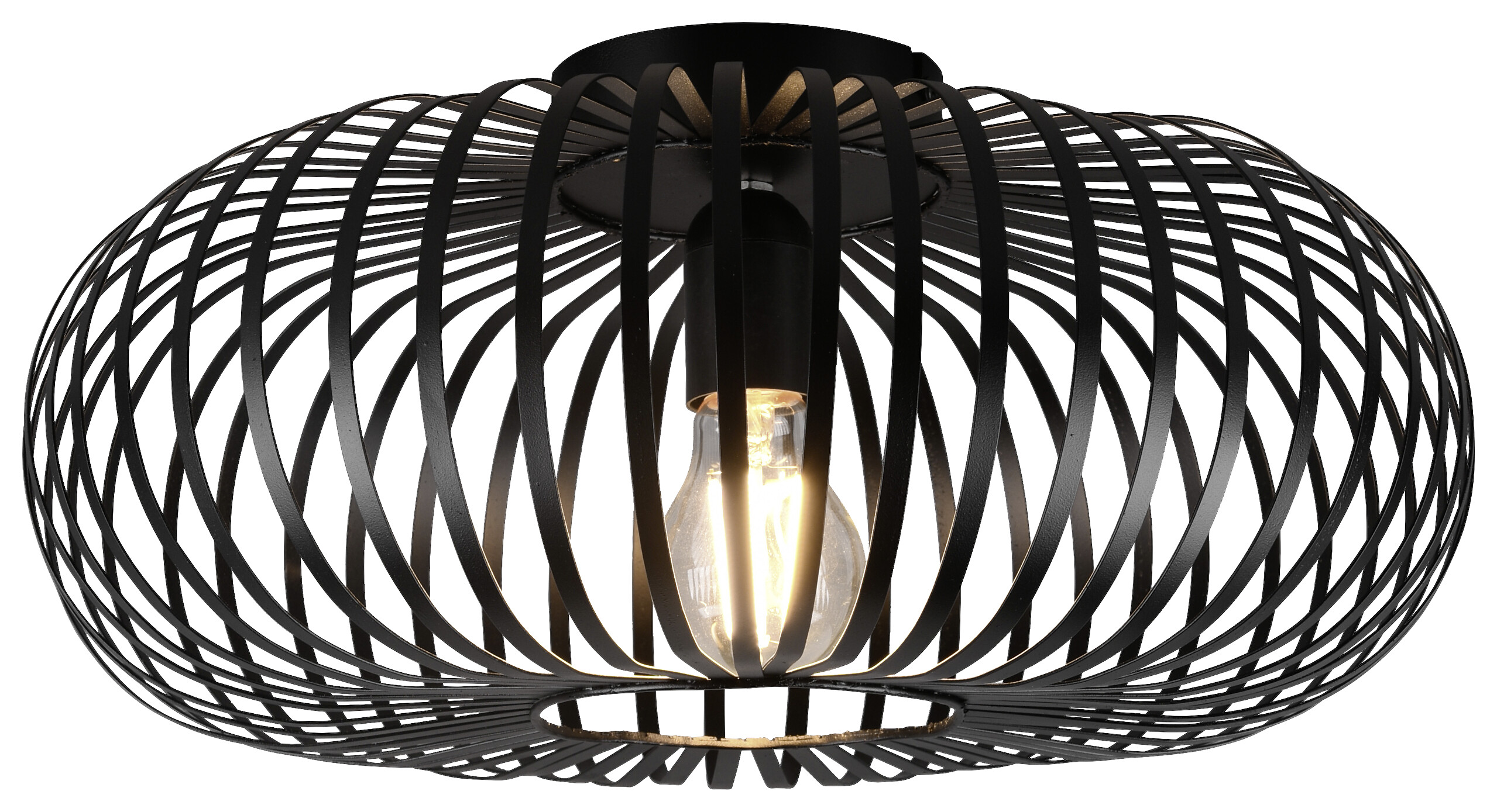 TRIO Deckenleuchte Johann mattschwarz Metall H/D: ca. 17x40 cm 1 Brennstellen