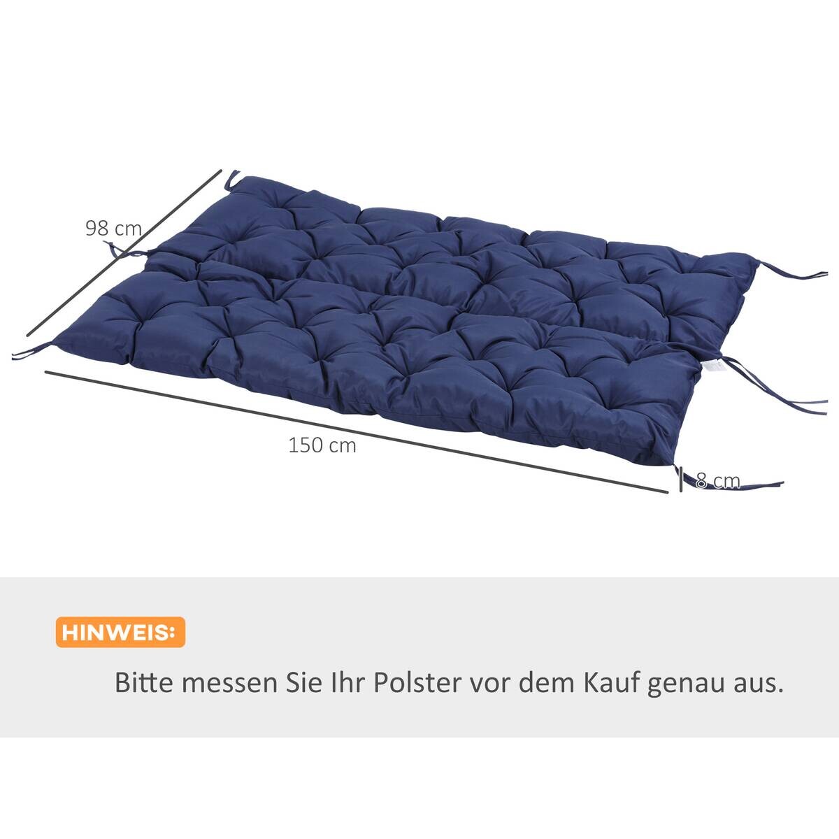 Outsunny Bankauflage blau Polyester B/H/L: ca. 150x8x98 cm