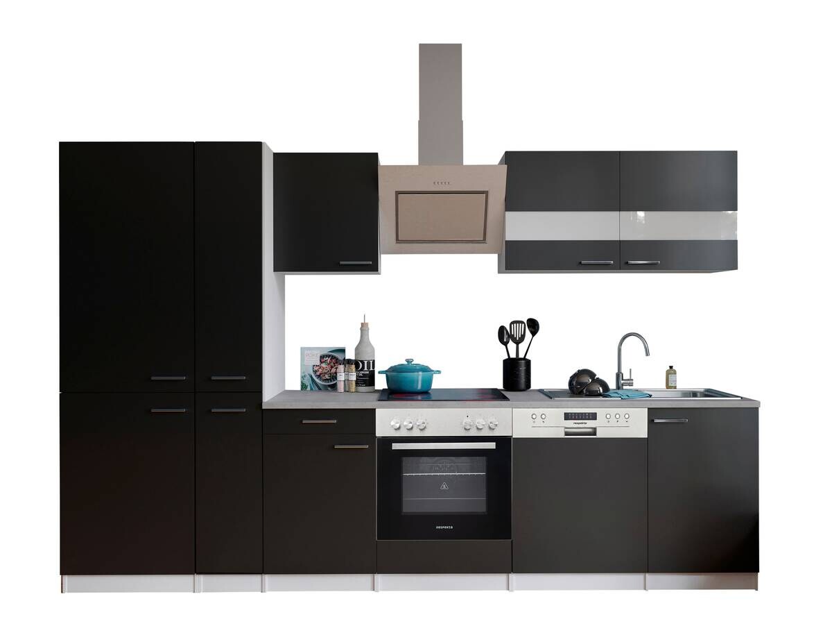 Respekta Küchenblock KB310WSCGKE178G schwarz B/H/T: ca. 310x200x60 cm