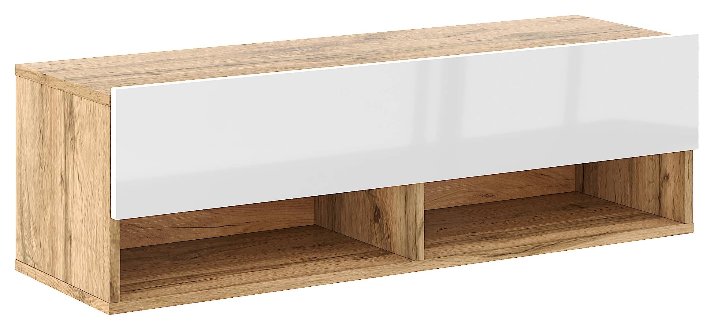 TV-Lowboard TV LOWBOARD DERBY 100 Eiche Wotan Nachbildung weiß glänzend B/H/T: ca. 100x32,5x31,5 cm