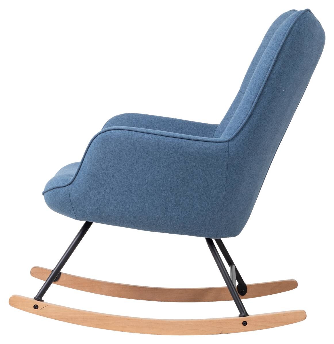 byLIVING Schaukelstuhl RICHIE blau schwarz natur Webstoff Metall Buche B/H/T: ca. 72x92x92 cm