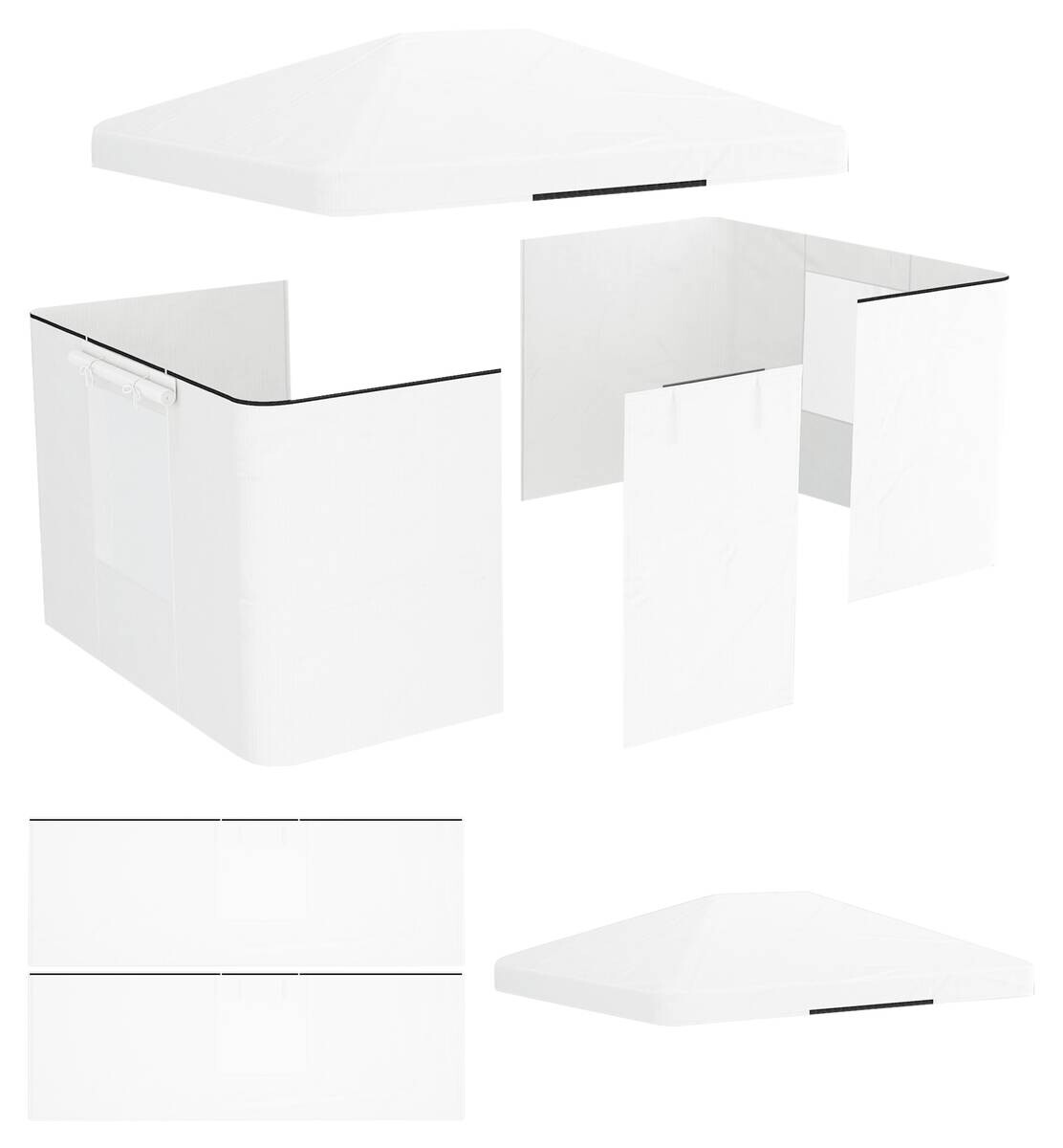 Outsunny Pavillon-Abdeckung 3,6x3m weiß Kunststoff B/H/L: ca. 300x270x360 cm