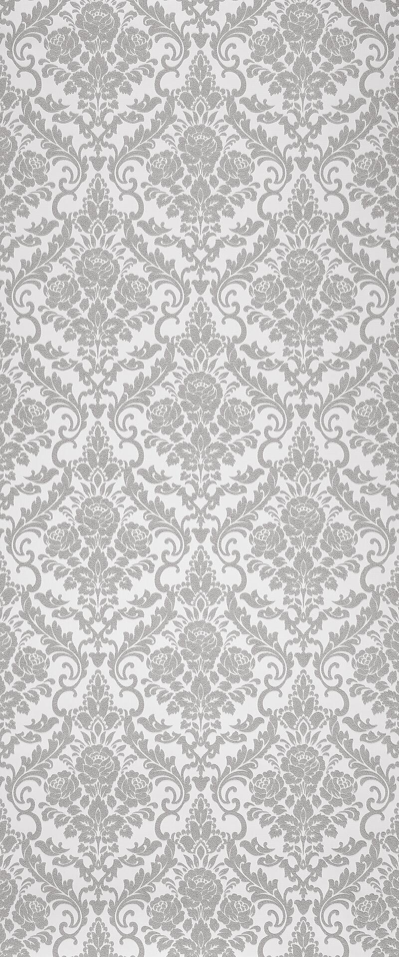 Vliestapete Ornament weiß grau B/L: ca. 53x1005 cm