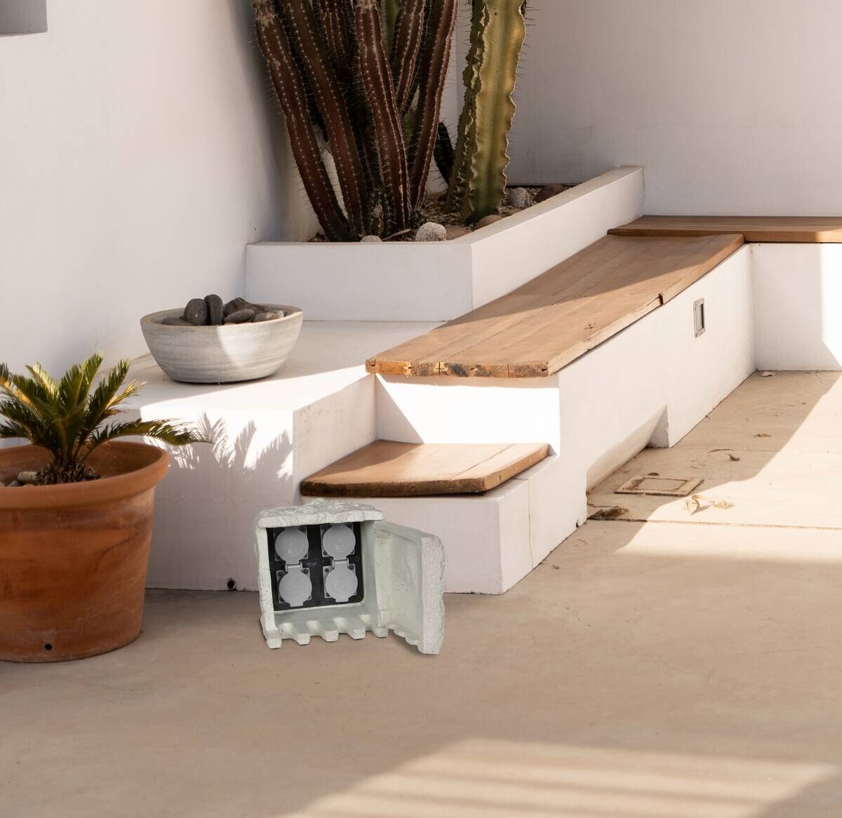 Außen-Steckdosenstein 5001016 granit B/H/T: ca. 21x18x21 cm