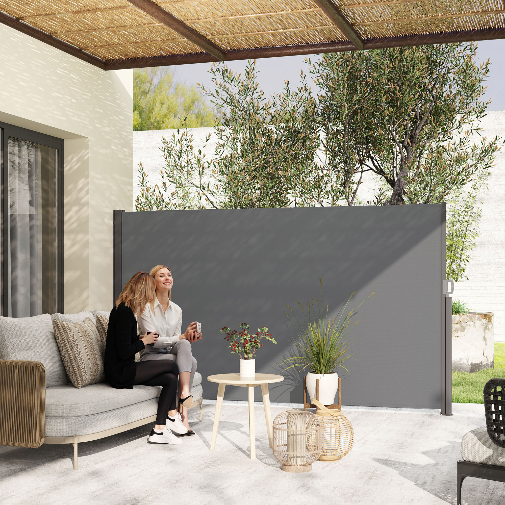 Outsunny Seitenmarkise dunkelgrau Aluminium B/H/L: ca. 1x180x300 cm