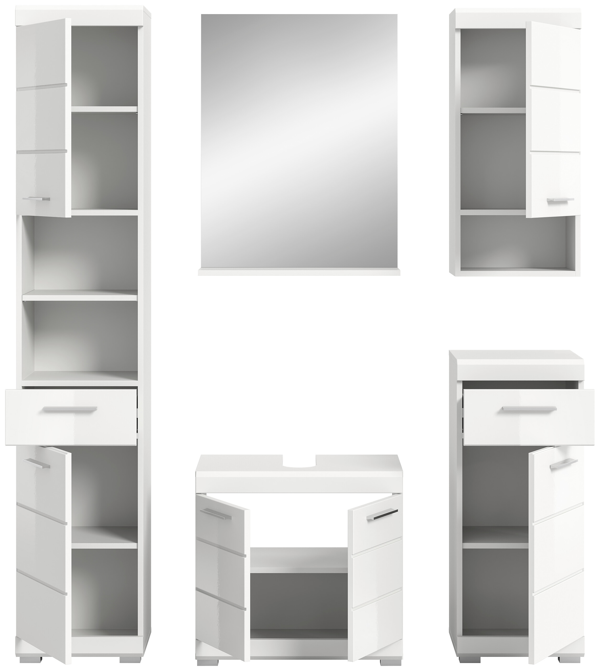 Badezimmer-Set Scout weiß weiß Hochglanz B/H/T: ca. 164x191x34 cm