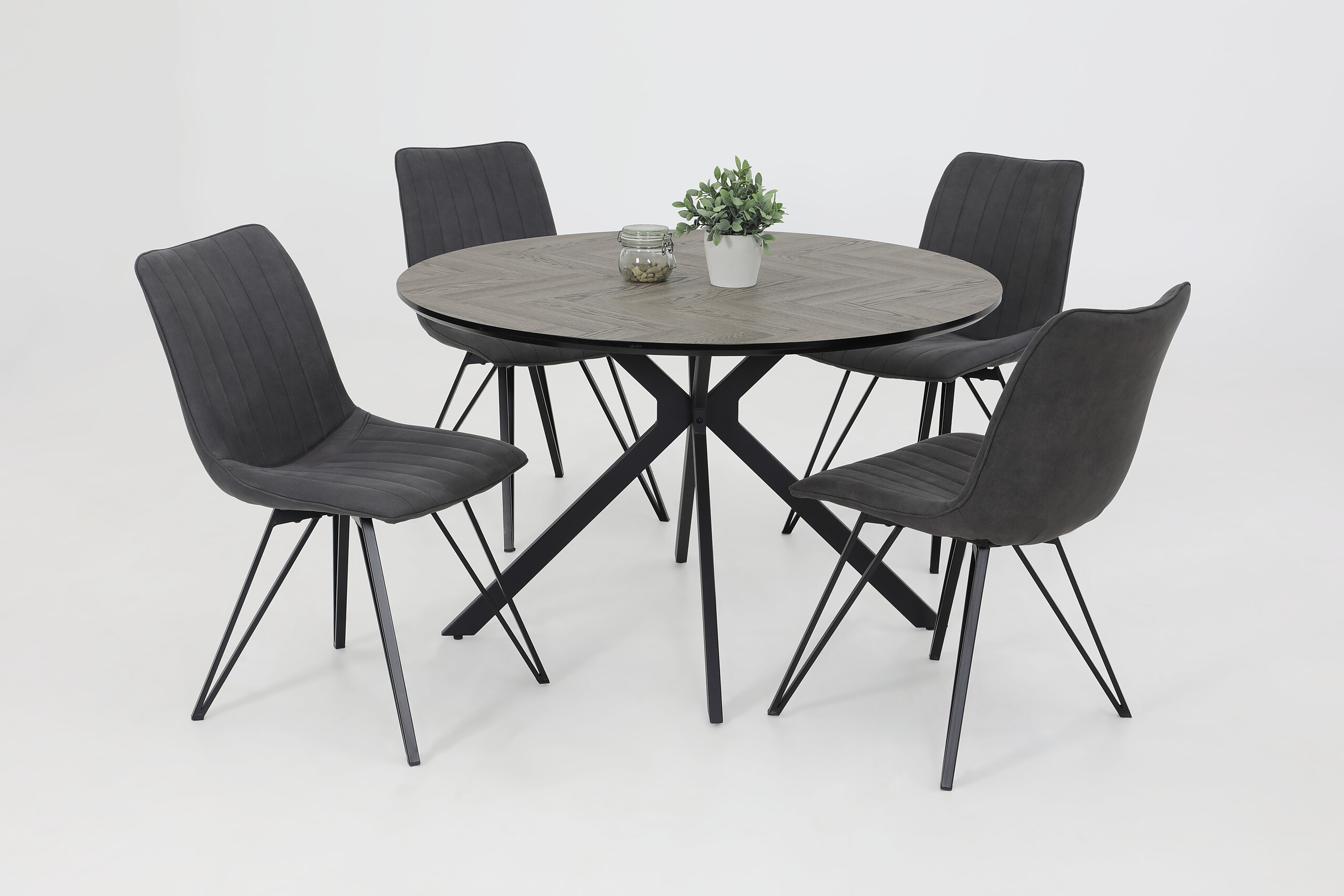 Esstisch Petra hellgrau schwarz B/H: ca. 120x76 cm