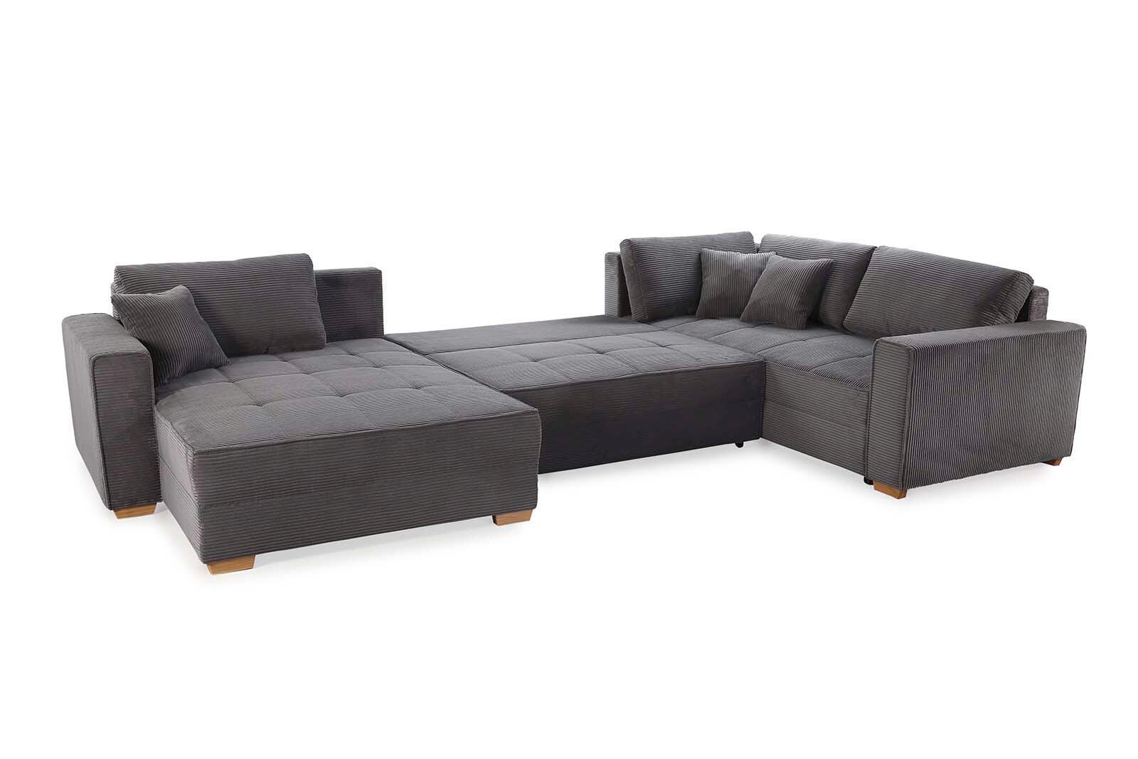 Wohnlandschaft grau Microfaser B/H/T: ca. 379x86x227 cm