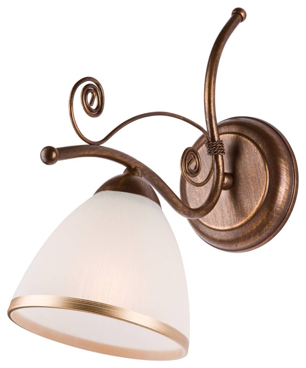 Lamkur Wandleuchte Retro II braun Glas Stahl H/L: ca. 30x25 cm E27 1 Brennstellen