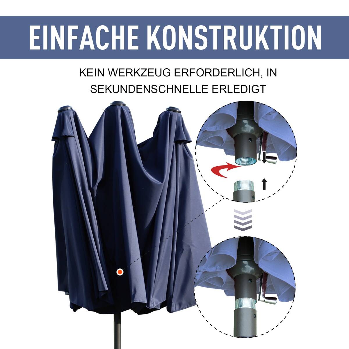 Outsunny Sonnenschirm blau Stahl B/H/L: ca. 270x240x460 cm