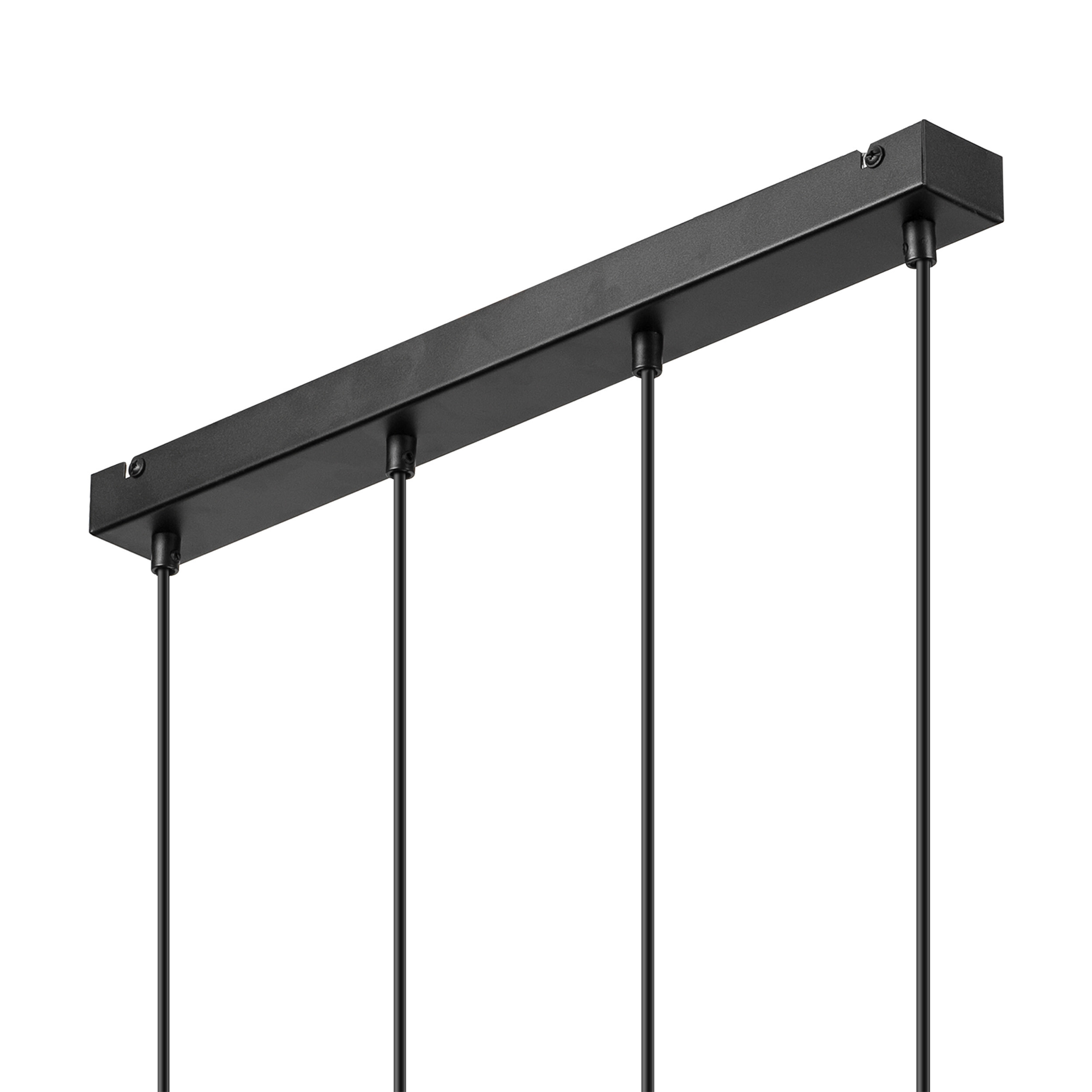 Lamkur Hängeleuchte Eiche schwarz Stahl Holz B/H/L: ca. 11x84x57 cm E27 4 Brennstellen