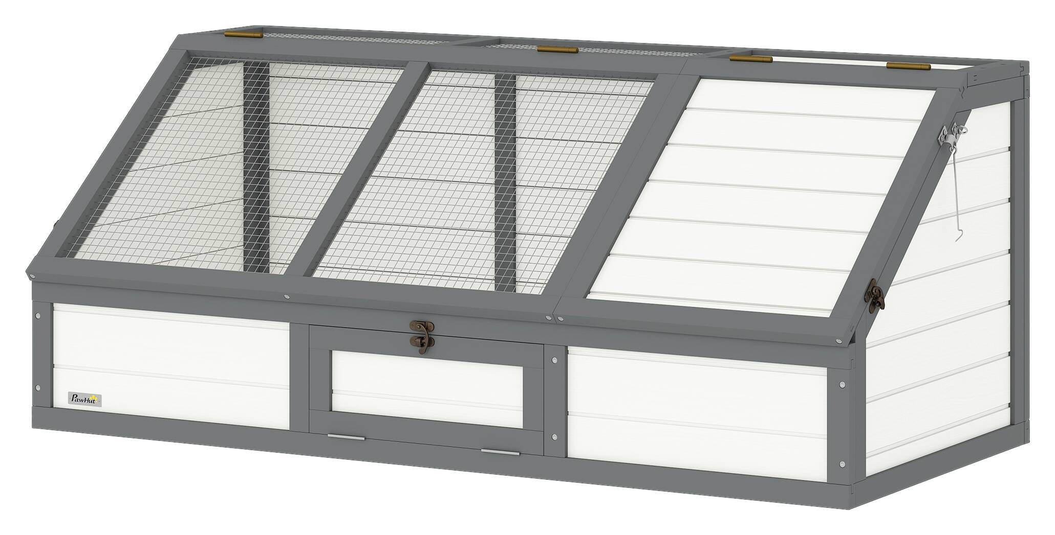 PawHut Schildkrötenhaus weiß Holz B/H/L: ca. 55x50x120 cm