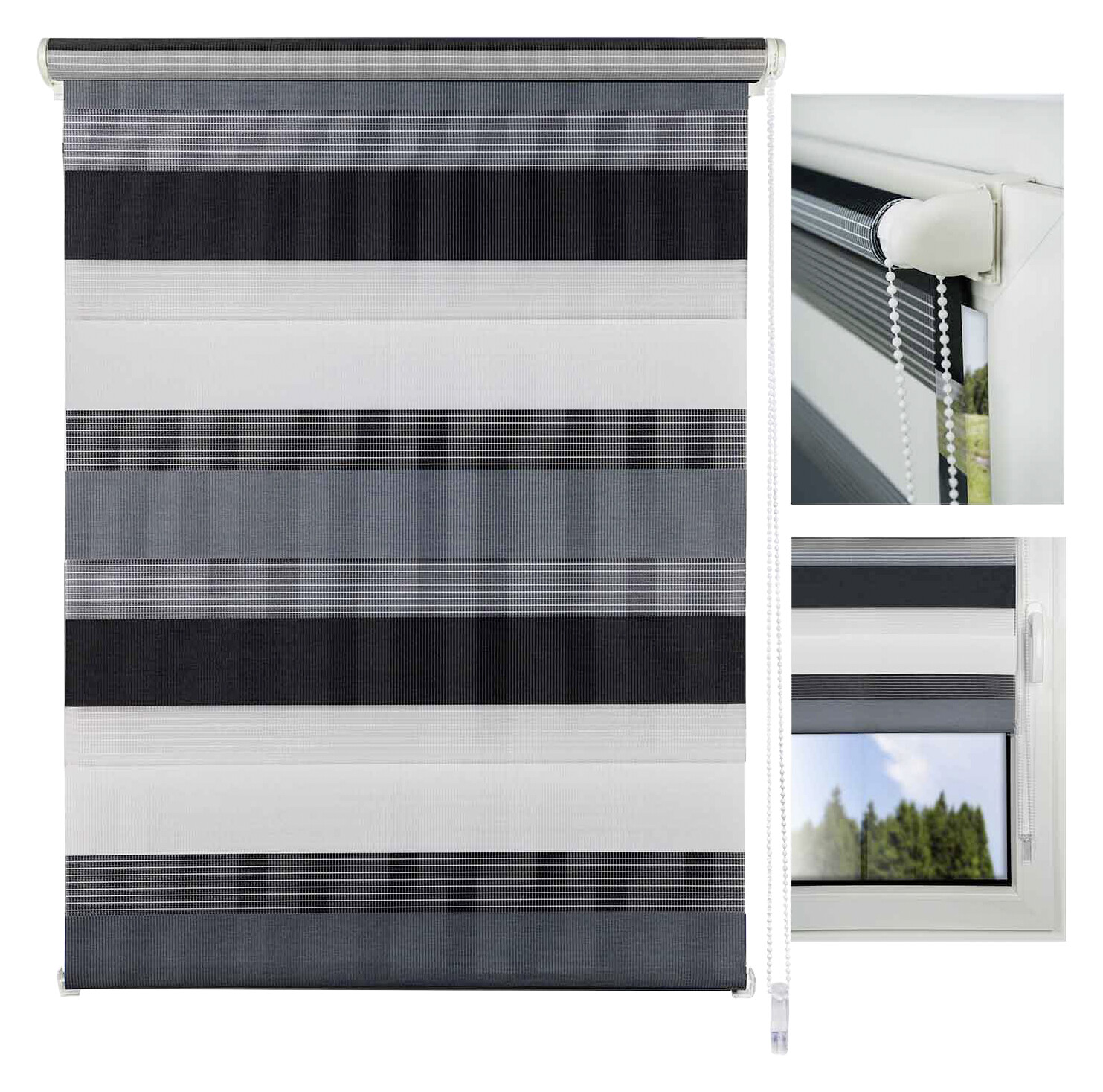 Doppelrollo Just-Triple grau B/L: ca. 80x210 cm