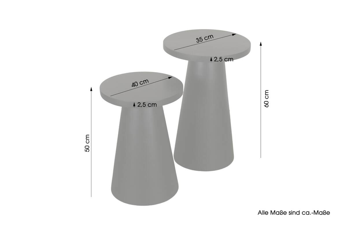 Beistelltisch CONE, 2er-Set schwarz lackiert Akazie H/D: ca. 60x35 cm