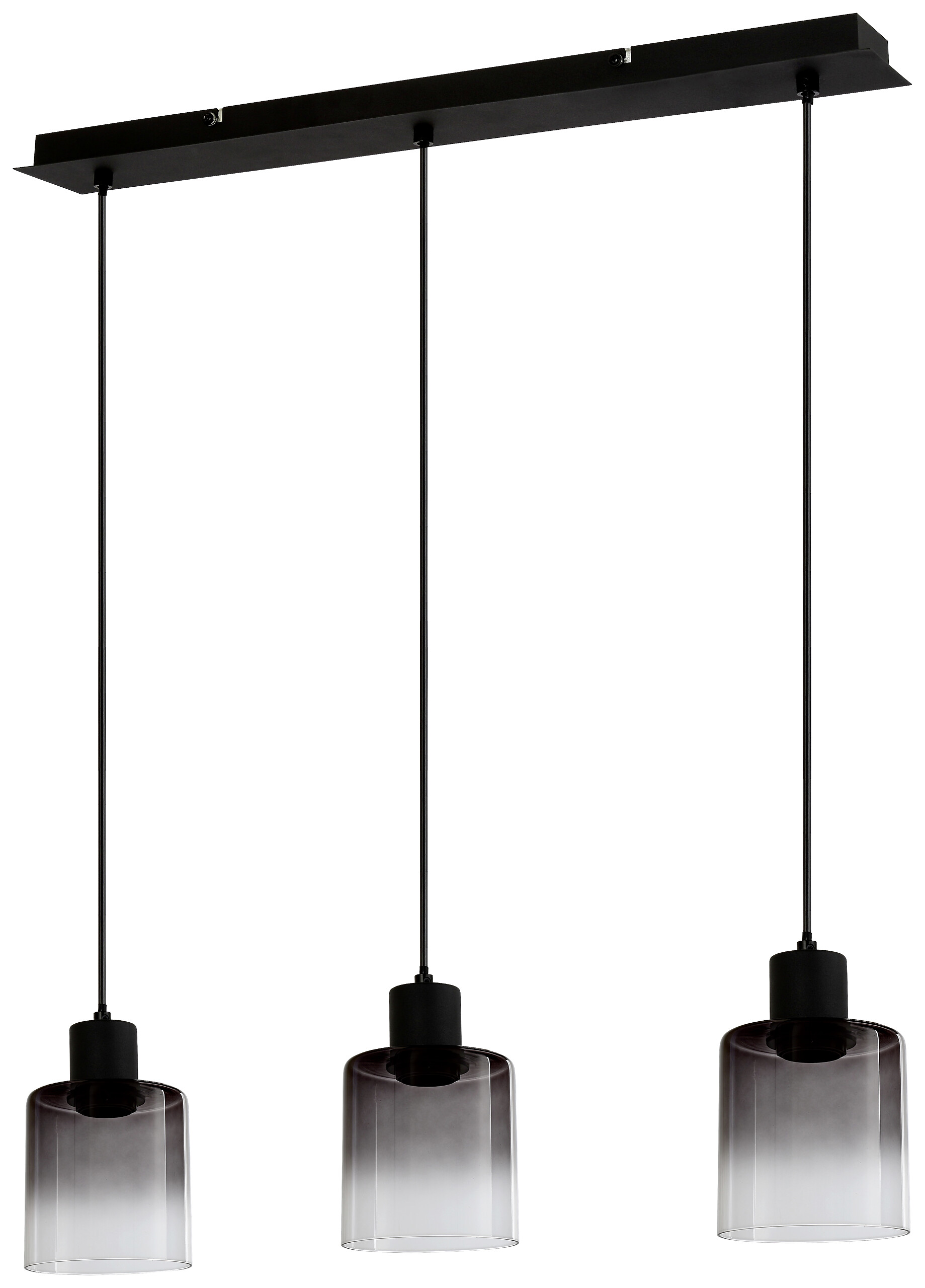 POCOline Pendelleuchte Nera schwarz Rauch Metall Rauchglas B/H/T: ca. 62x120x10 cm E27 3 Brennstellen