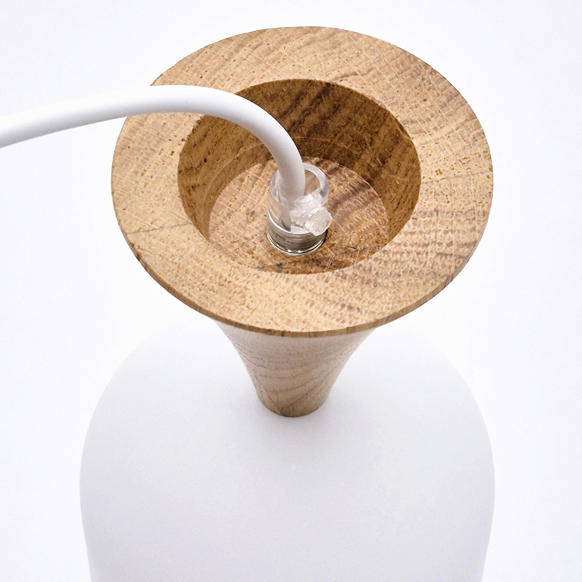 Lamkur Hängeleuchte Eiche weiß Stahl Holz B/H/L: ca. 11x102x11 cm E27 1 Brennstellen