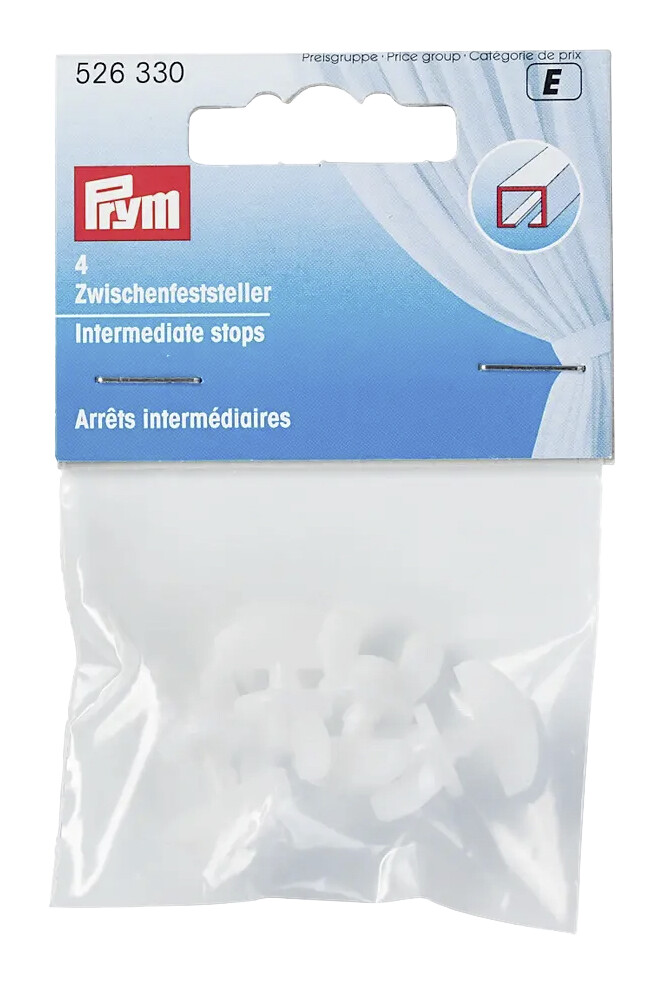 Prym Zwischenfeststeller für Gardinenschiene weiß 4 Packstücke