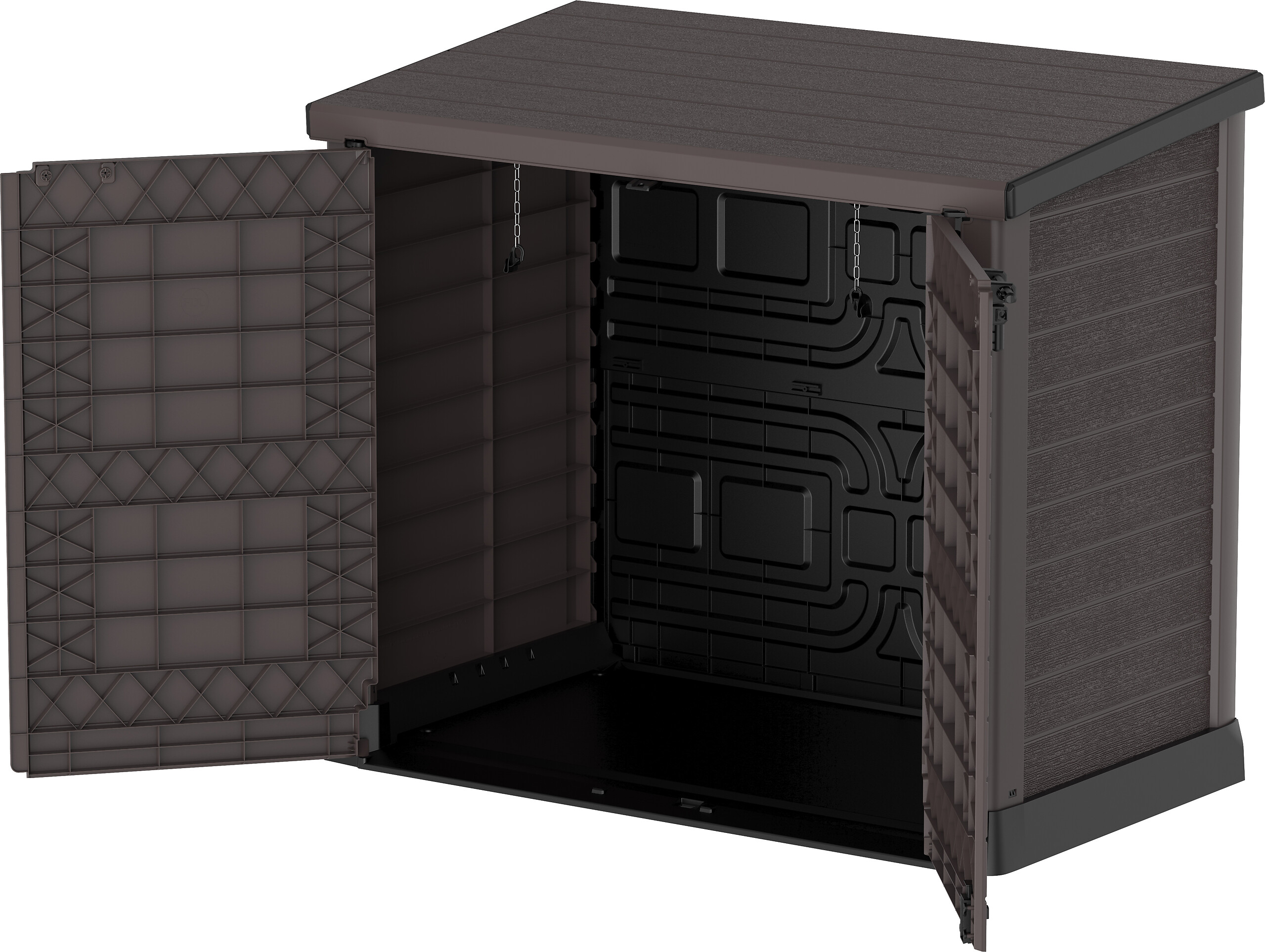 VCM Mülltonnenbox 2er StoreAway braun Kunststoff B/H/L: ca. 145x125x83 cm